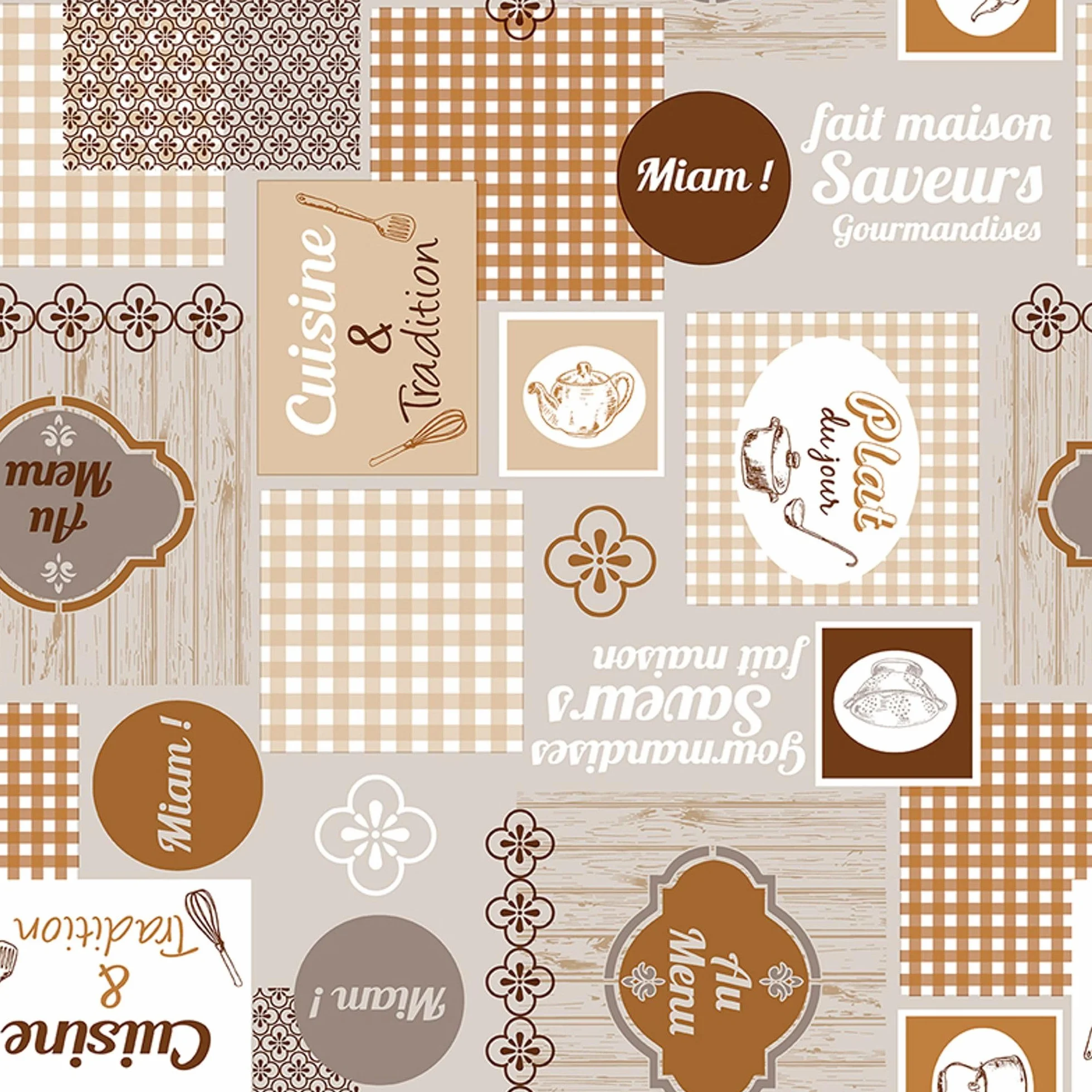 Obrus ceratowy 100 x 140 cm Cuisine Brown odstraszający plamy Made in Spain