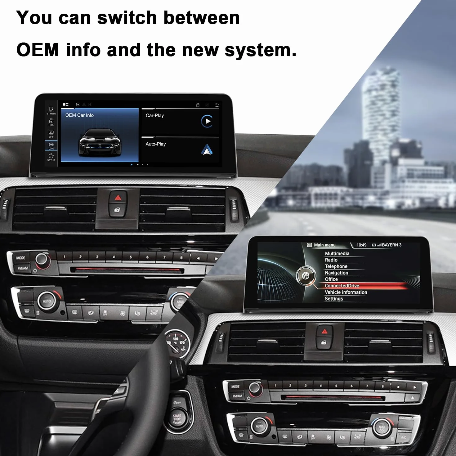 PEMP Linux wyświetlacz do BMW 2012-2017 F30 F31 F32 F33 F34 F35 F20 F21 F22 NBT CIC, obsługuje iOS 26, przewodowy i bezprzewodowy CarPlay Retrofit Android Auto 328i 320i akcesoria Radio