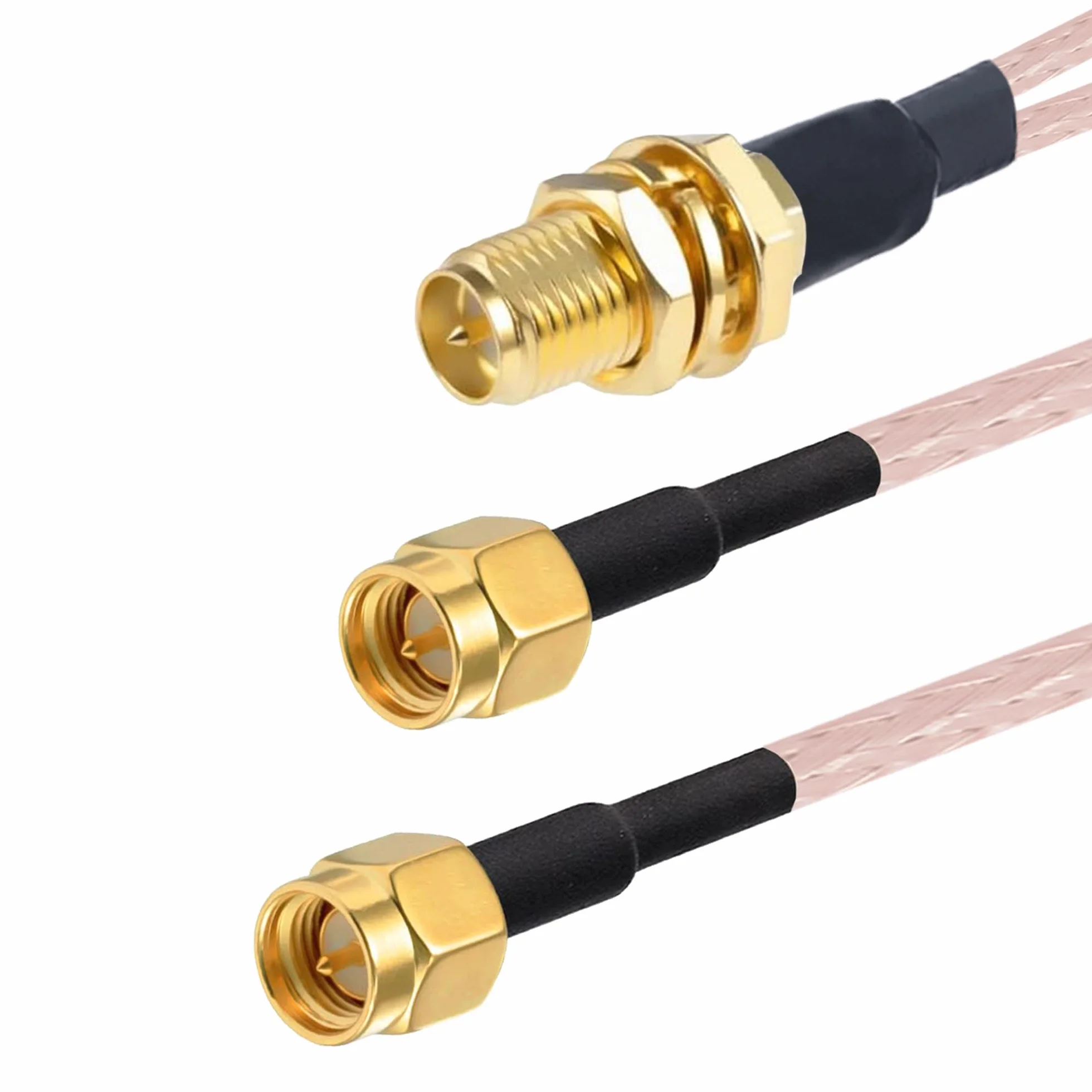 Vecys Kabel Rozgałęźny RP-SMA żeńskie na SMA Podwójne Złącze Męskie Kabel Koncentryczny 3 Way Splitter typ V RG316 6 "/15 CM dla 2G 3G 4G LTE Router Antenowy Modem Bramka MiFi Mobilny Punkt Dostępu
