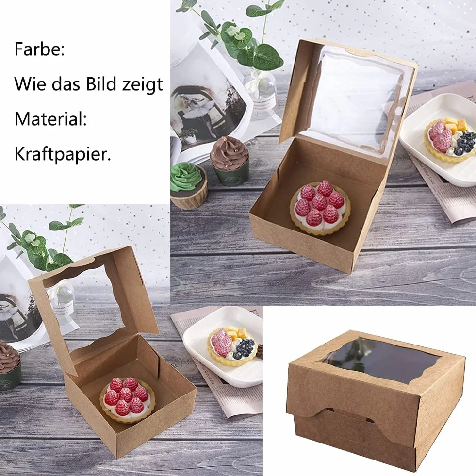 Pudełka na prezenty z papieru kraftowego z okienkiem 24 szt. 10,2 x 10,2 x 6,7 cm