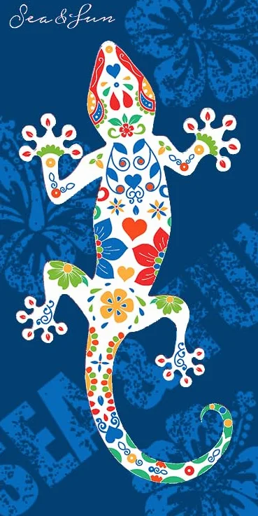 Ręcznik plażowy z mikrofibry Lagartija Menorca Azul 100% Poliéster 75 x 145 cm