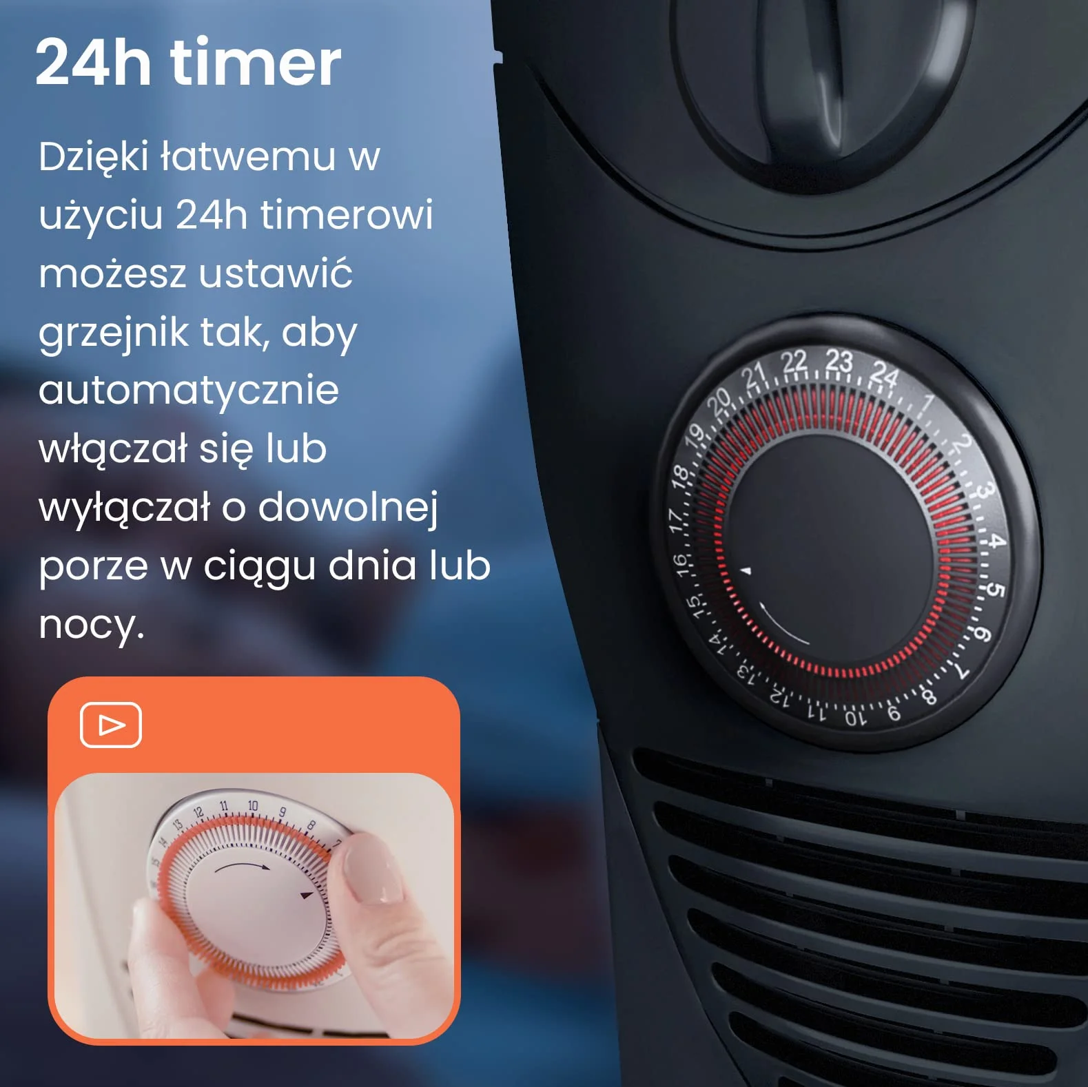 ProBreeze Olejowy Grzejnik Elektryczny 2500W z Termostatem 24h Timer 3 Poziomy Mocy Czarny