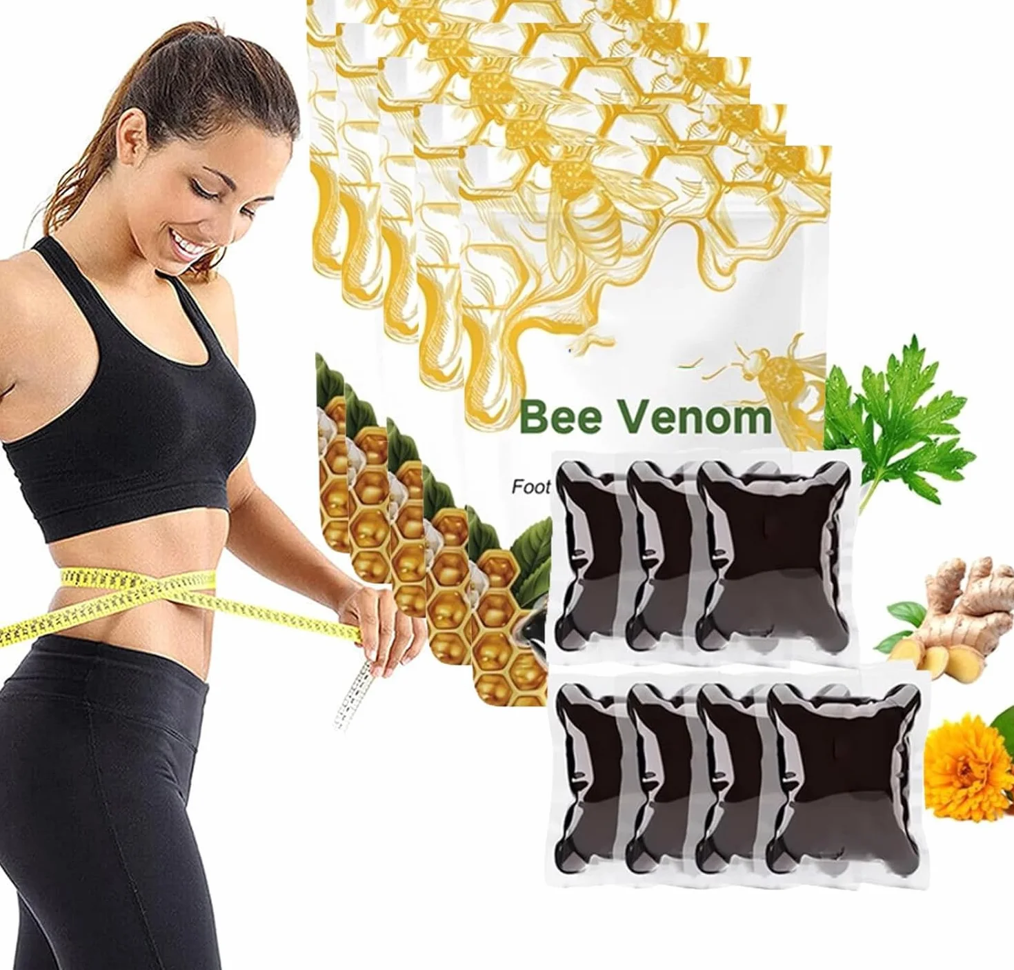 Bee Venom Lymphatic Drainage & Slimming Foot Soak Beads, Lukmlca Bee Venom Foot Soak, Aprolo Detoxingherbs Cleansing Foot Soak Beads, Bee Venom Lymphatic Foot Soak for Relief Relax (3 Bag/21 PCS)