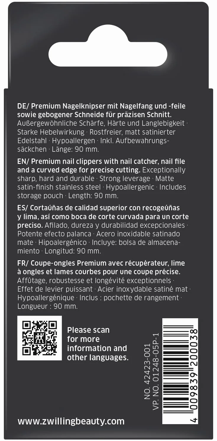 ZWILLING Twin Box Prime Obcinacz do Paznokci, 90 mm Wysokosc, Czarny