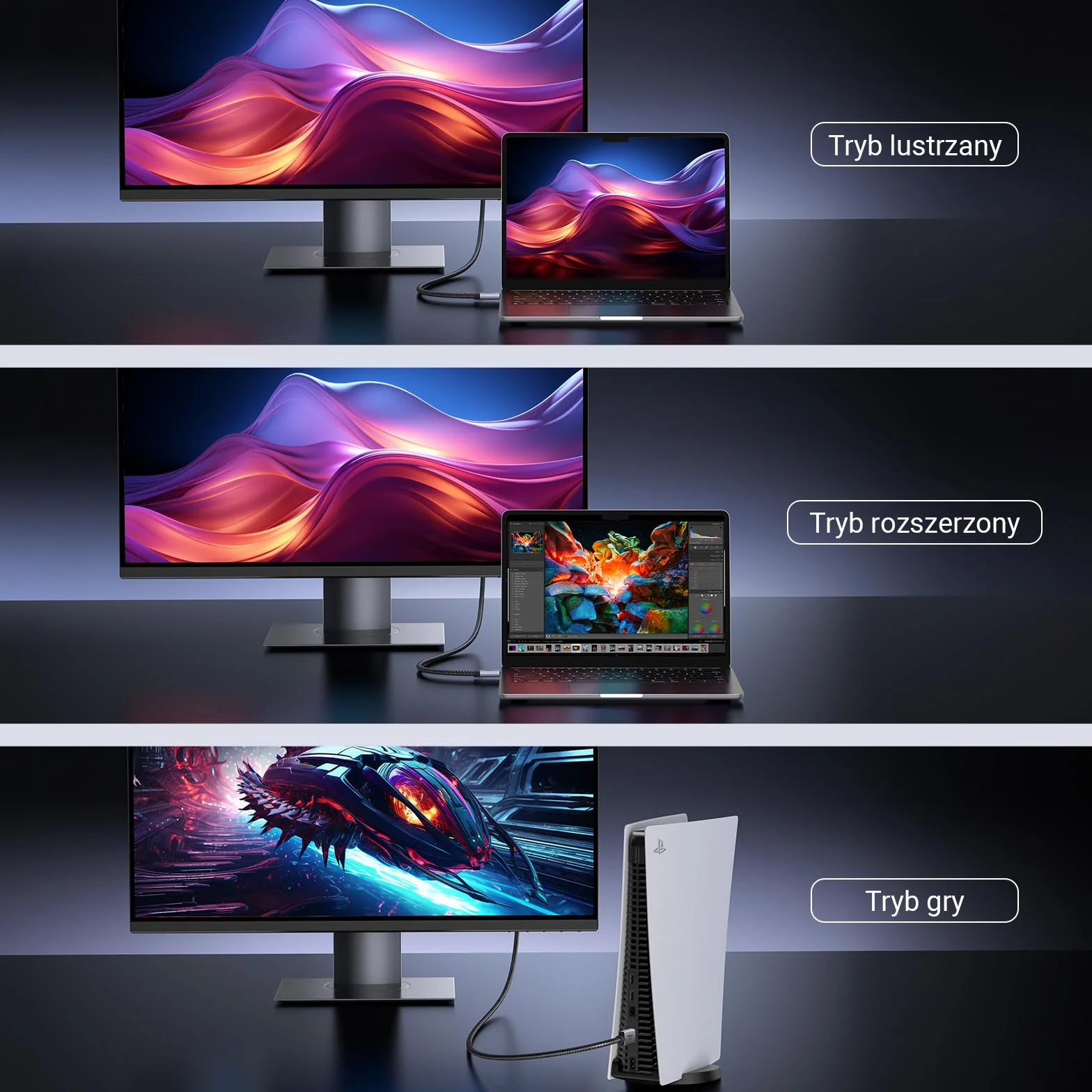 UGREEN Kabel HDMI 2.1 8K 60Hz 4K 240Hz 165Hz 144Hz 120Hz 48Gbit/s High Speed, Kabel HDMI 2.1 Ultra HD eARC HDR 10+ HDCP Dolby Vision VRR Kompatybilny z TV/PS5/PS4/ Xbox Series X/Monitor/Laptop (3M)