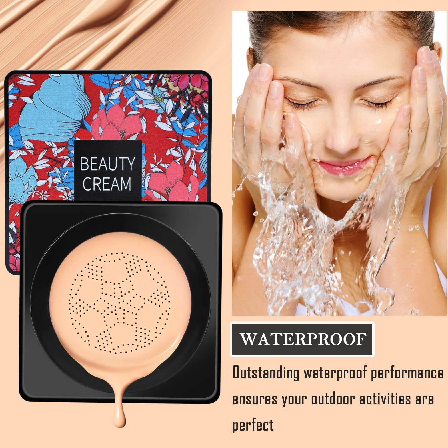 Boobeen Mushroom Head Foundation Air Cushion BB Cream Nawilżający korektor CC Cream Liquid Foundation Pełne krycie Makijaż Długotrwały i wodoodporny