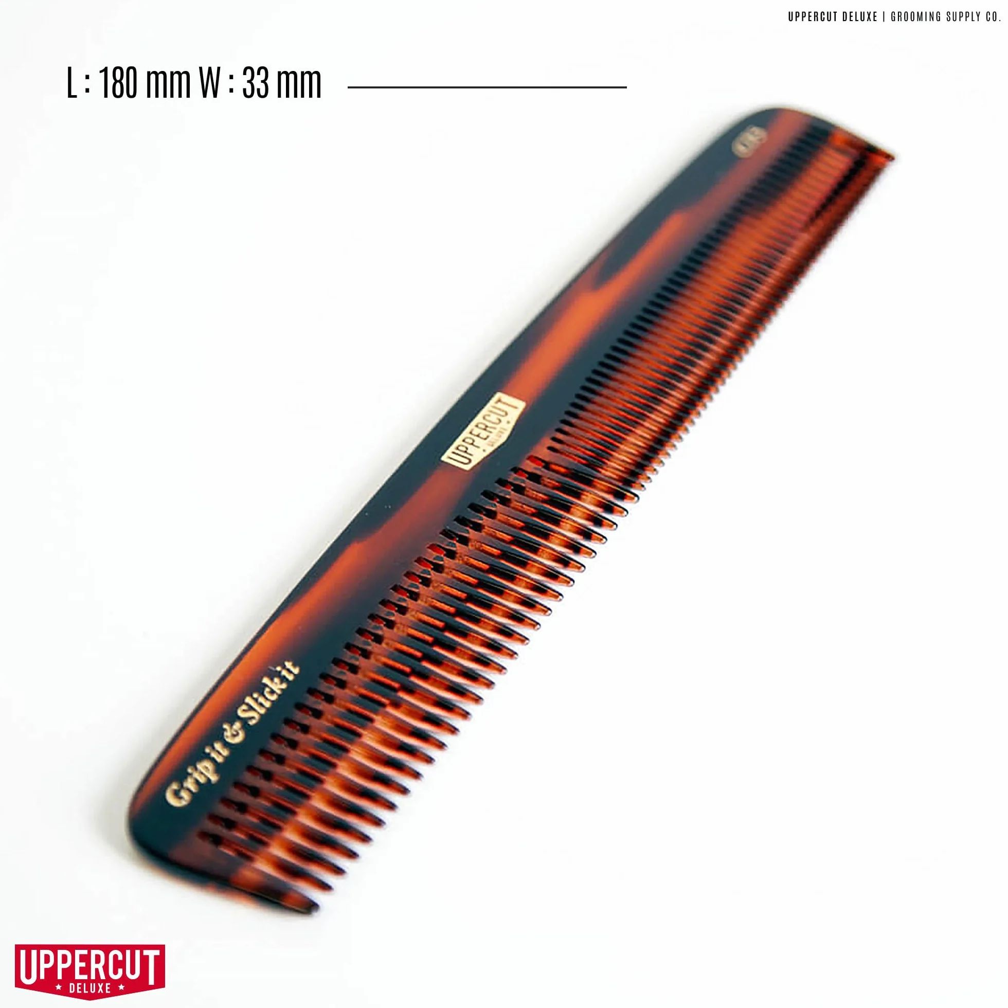 Uppercut Deluxe CT5 Tortoise Shell Comb, A Detangling Wide Tooth Comb with Two Different Teeth Widths, Ideal For Use With Long and Short Hair Styles