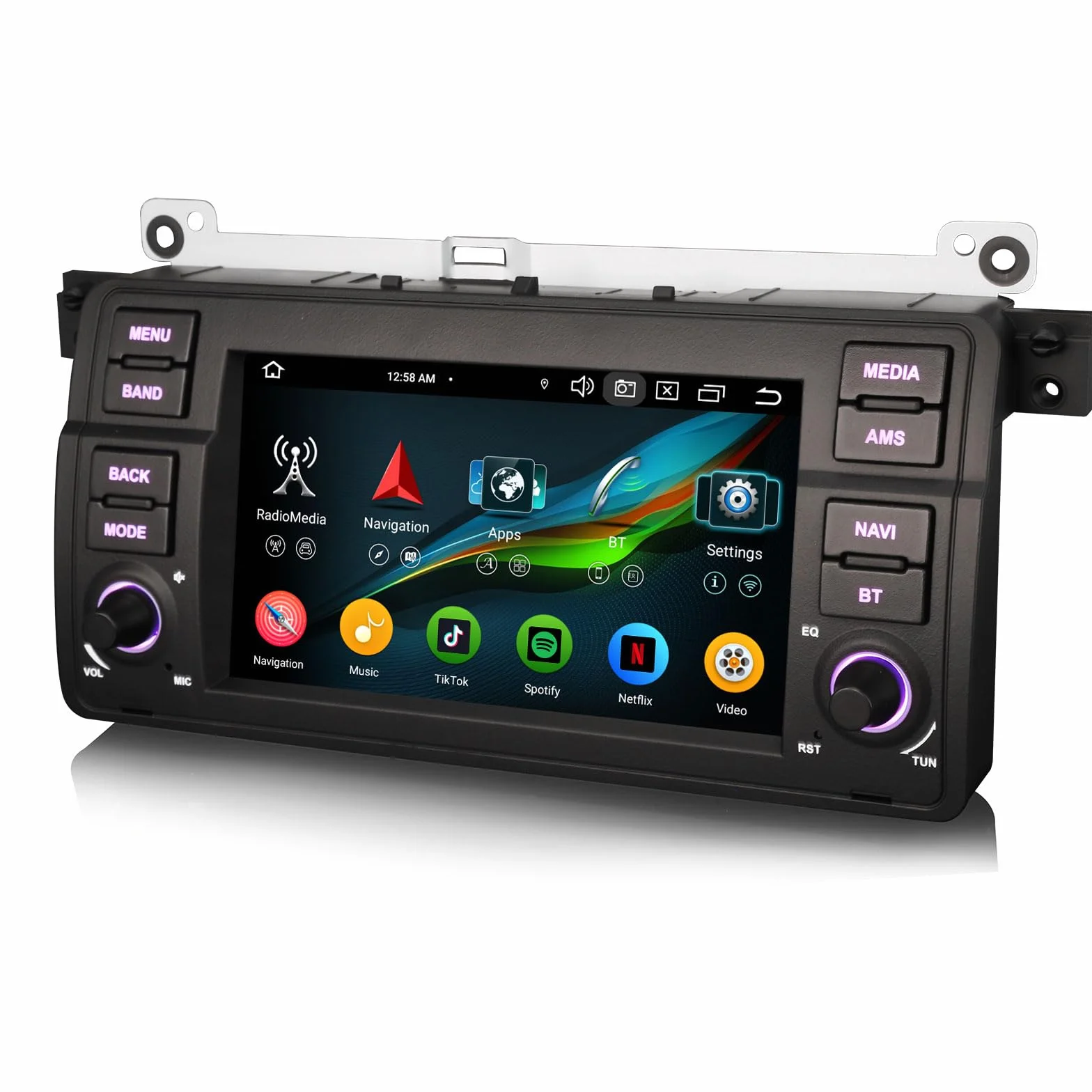 Erisin Osiem rdzeni 4 GB + 64 GB Android 14 radio samochodowe do BMW serii 3 E46 316 320 MG ZT Rover 75 z nawigacją GPS, obsługuje bezprzewodowe CarPlay Android Auto WiFi 4G Bluetooth 5.0 USB DSP DAB+