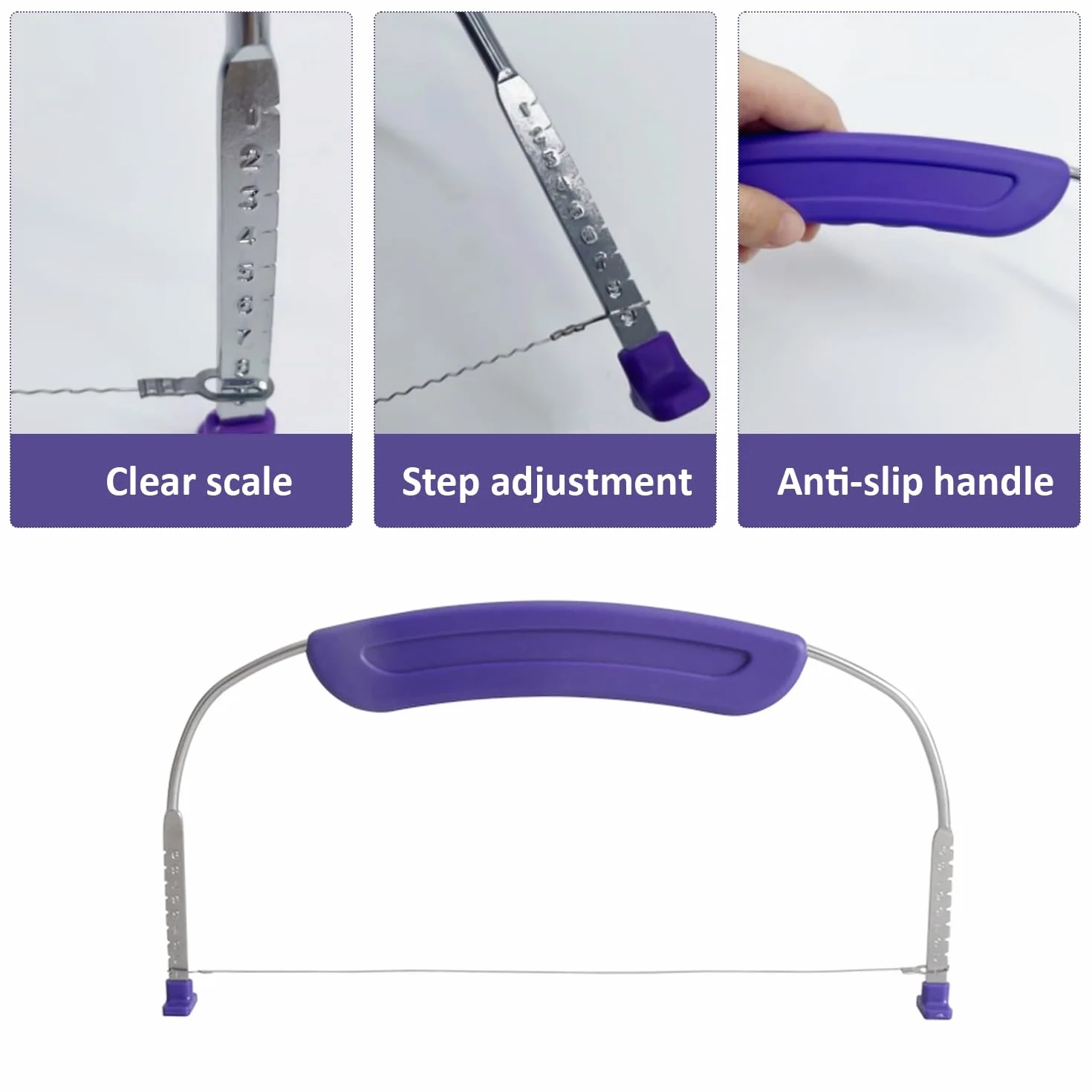Krajalnica do ciasta ze stali nierdzewnej, narzędzie do pieczenia 15,5 x 28,5 cm fioletowy