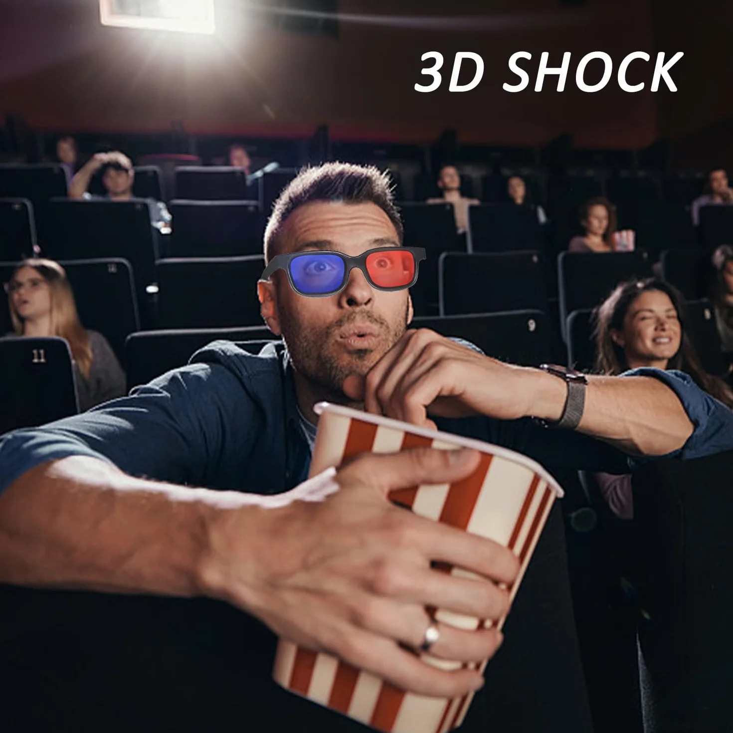 Czerwone i niebieskie okulary 3D, okulary przeciwsłoneczne 3D, przeciwmgielne i odporne na zarysowania, odpowiednie na pokazy świetlne, imprezy wakacyjne, kino domowe, kino