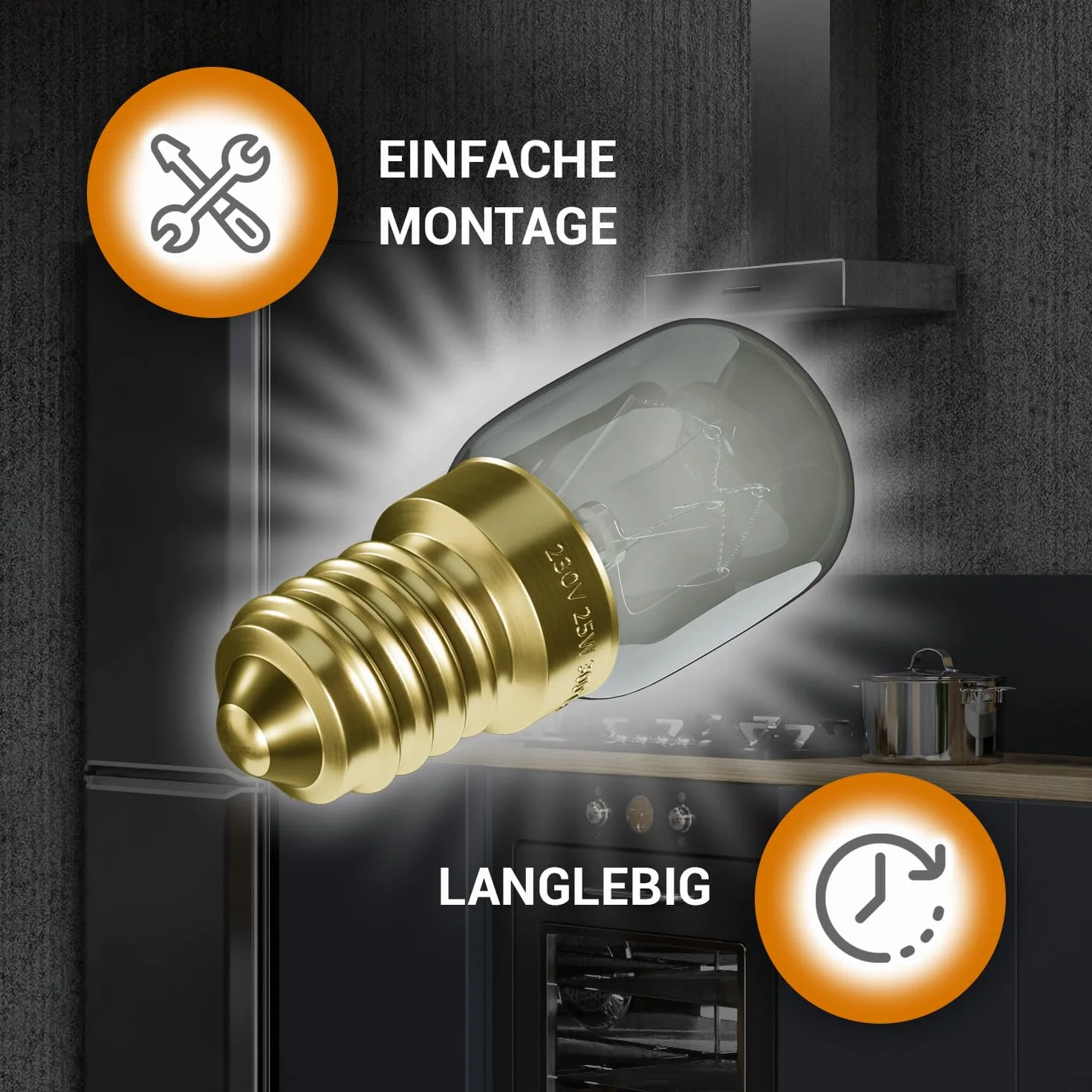 VIOKS Lampa do piekarnika E14 25W 230V 300°C 25mm Ø57mm do AEG Bauknecht ZANUSSI