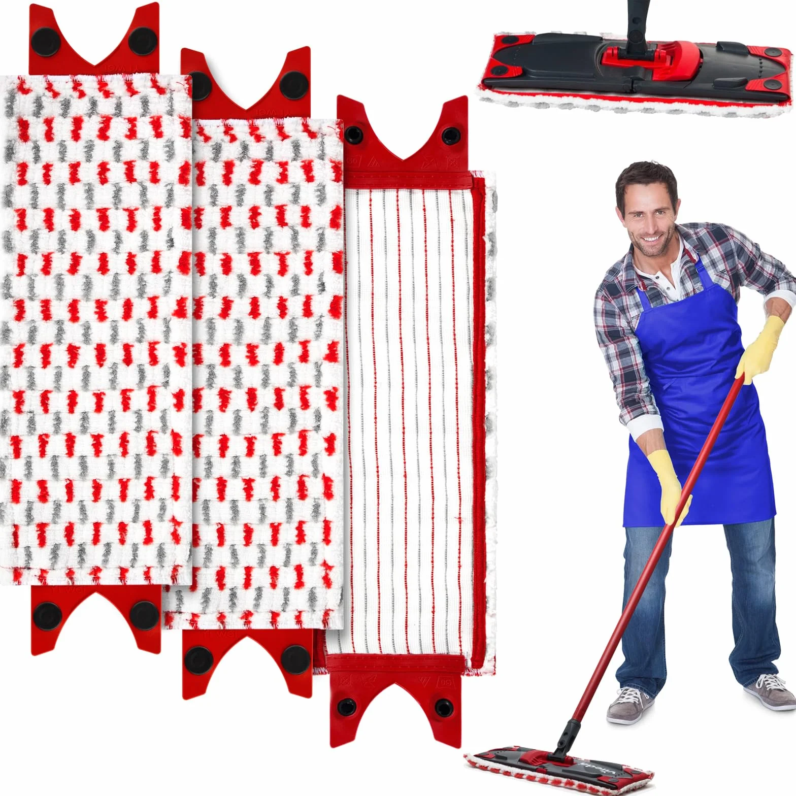 ROELLY 3 Stück do Vileda Ultramax Bodenwischer Ersatzbezug,do Vileda Ultramax/UltraMax Plus/Easy Wring UltraMax,Hochwertige Mikrofaser Extrabreiter Wischbezüge,dla Wszystkich Flecken Entfernen Boden