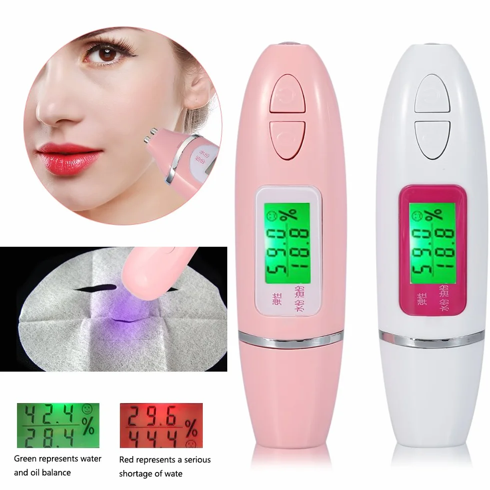 Tester wilgotności skóry, analizator skóry, biały, cyfrowy wyświetlacz LCD, Precision Skin SensorTester, pomiar wilgotności twarzy i wody