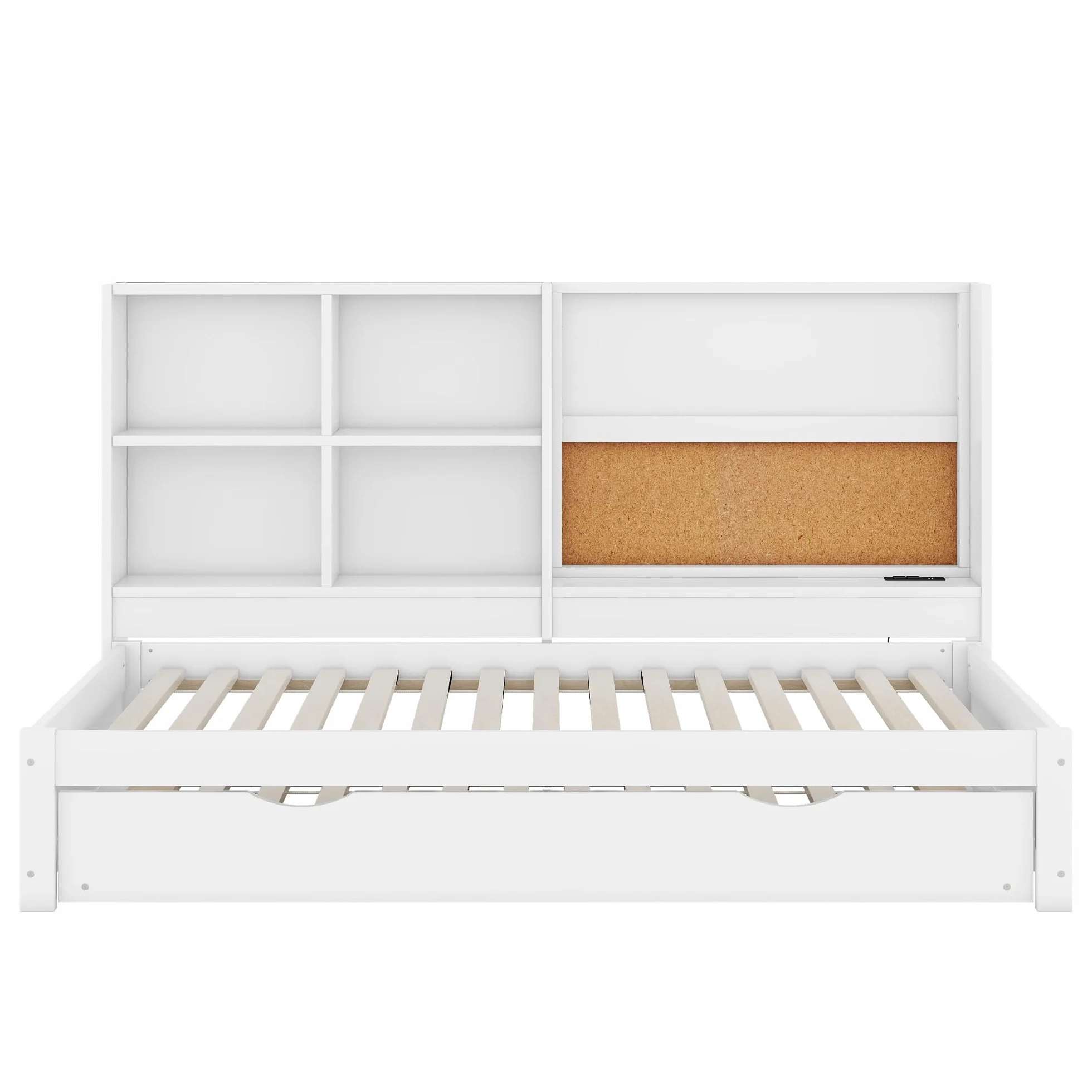 Łóżko wysuwane 90 x 200 cm, łóżko wysuwane do podwójnego łóżka 180 x 200 cm, nośność 120 kg, łóżko dzienne, sofa z funkcją spania z wieloma schowkami i deską kreślarską (białe)