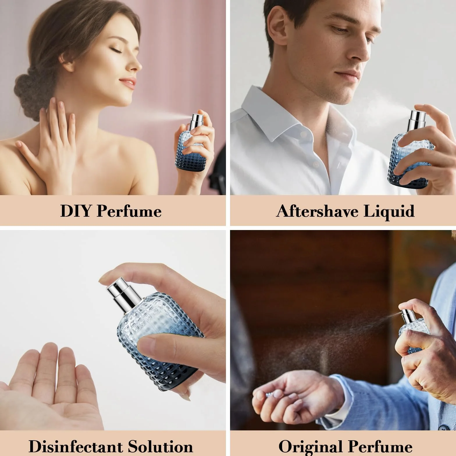 2 sztuki 50 ml Lege zestaw perfum, hervulbare Gradient Blauw ananas perfumy met Zakken voor Reizen, Werk, Afspraken, Glazen Verstuiver Spray Flesjes voor Essentiele Oliën, Aftershave