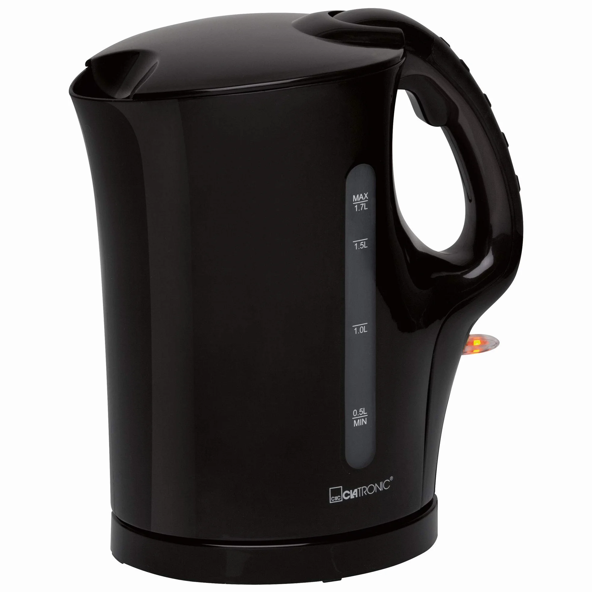 Hervidor de agua Clatronic® | Hervidor Wasserkocher 1,7 L con extracción automática y manual | filtro de cal extraíble | máx. 2200 vatios | Hervidor de agua | WK 3819 negro