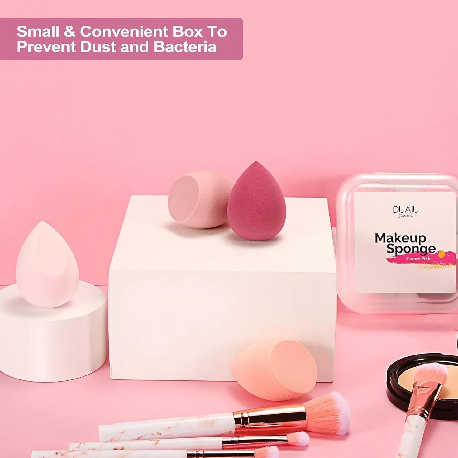 Gąbka do makijażu FILY DUAIU 4-pak Beauty Blender podkład zestaw 4 kolorów bez lateksu blender kosmetyki gąbki do makijażu z 1 uchwytem na gąbkę do płynnego podkładu, kremu i kremu
