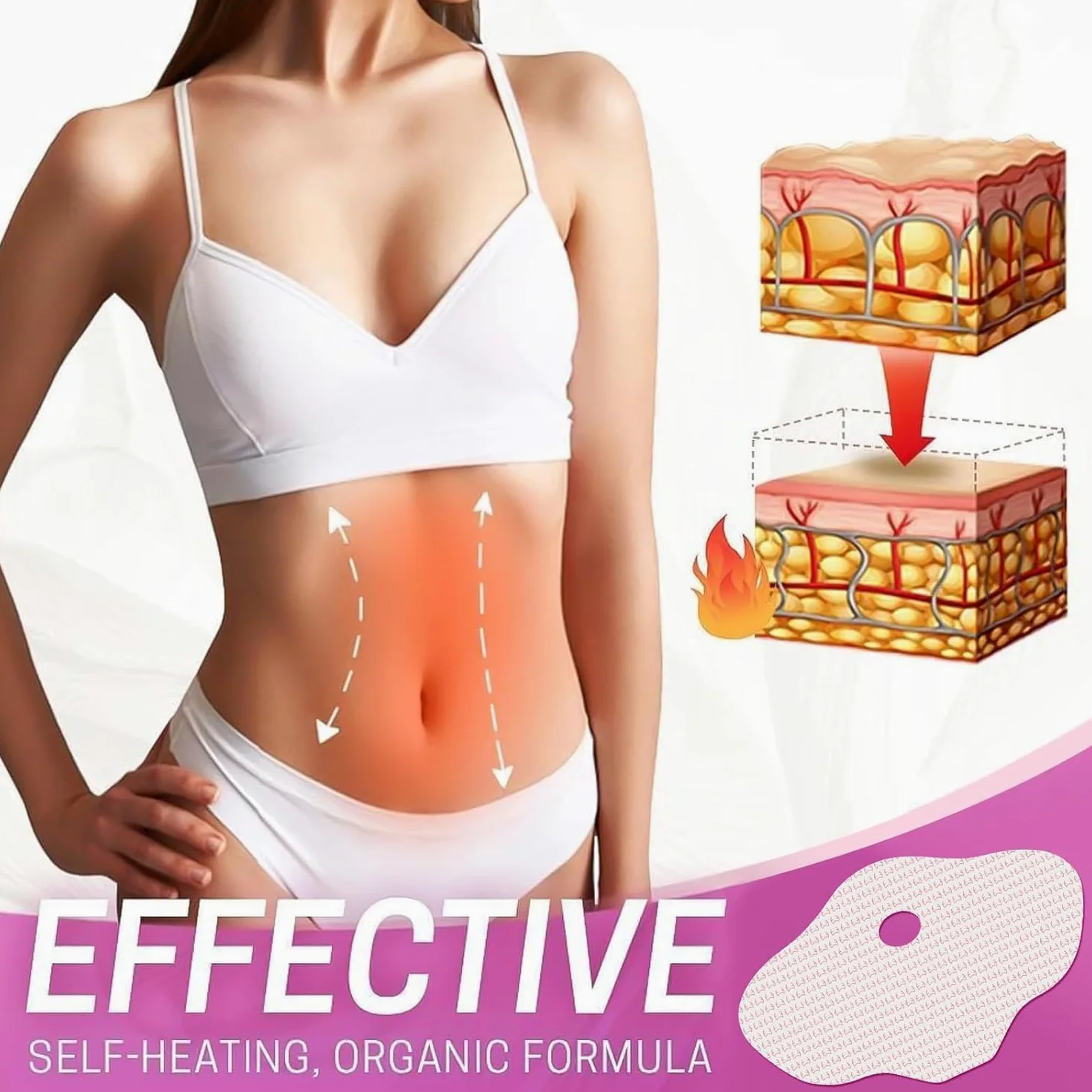 Plastry wyszczuplające brzuch, plaster odchudzający tłuszcz - naturalna formuła kofeiny zielona herbata, dyskretne kleje - antycellulitowa plaster Detox - 50 plastrów Detox