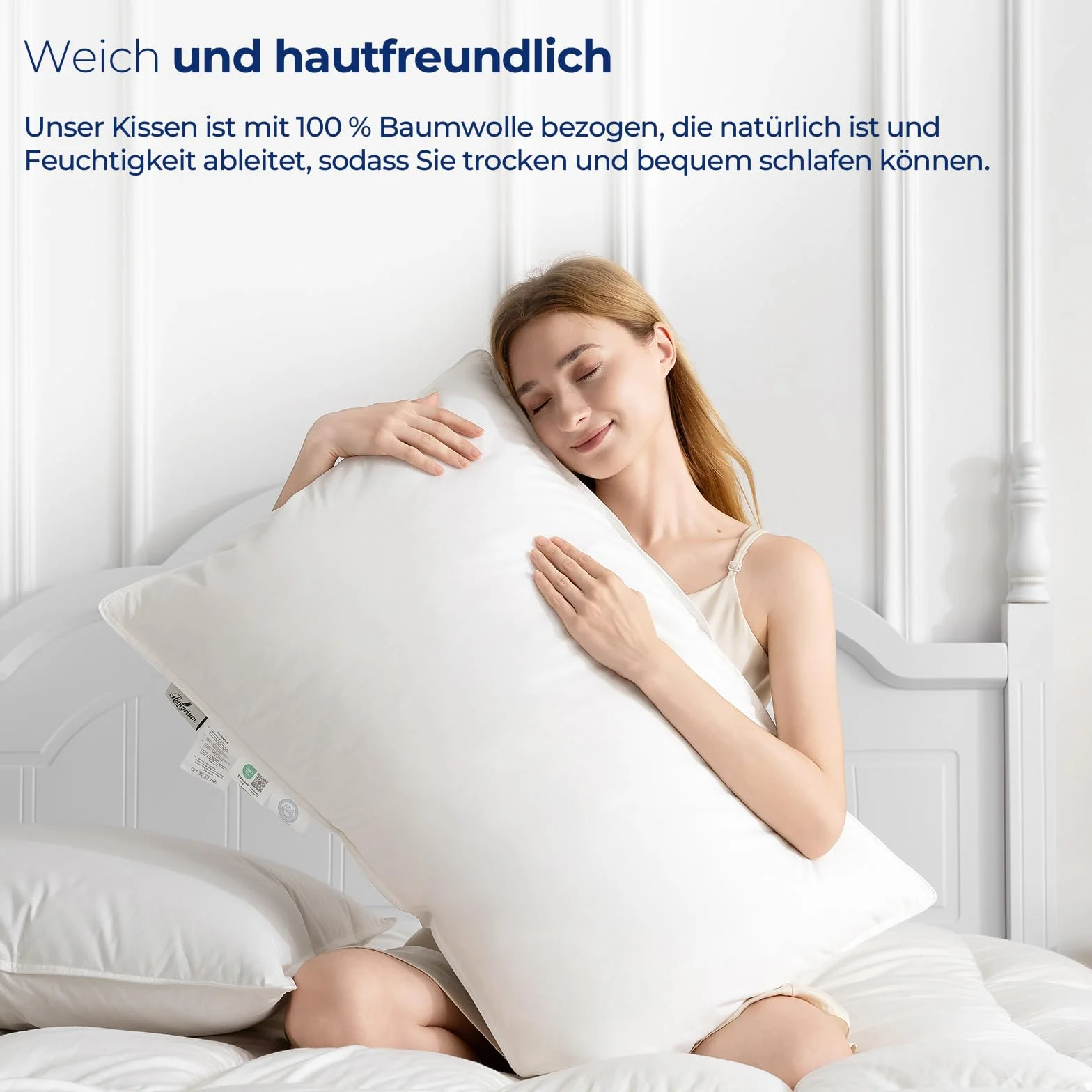 Homyrium Poduszka puchowa 50 x 75, zestaw 2 szt., poduszka 50 x 75, 3-komorowa, 100% puch i pierze, jakość hotelowa, 100% bawełniana poszewka, certyfikat Ökotex (940 g, 2 sztuki)