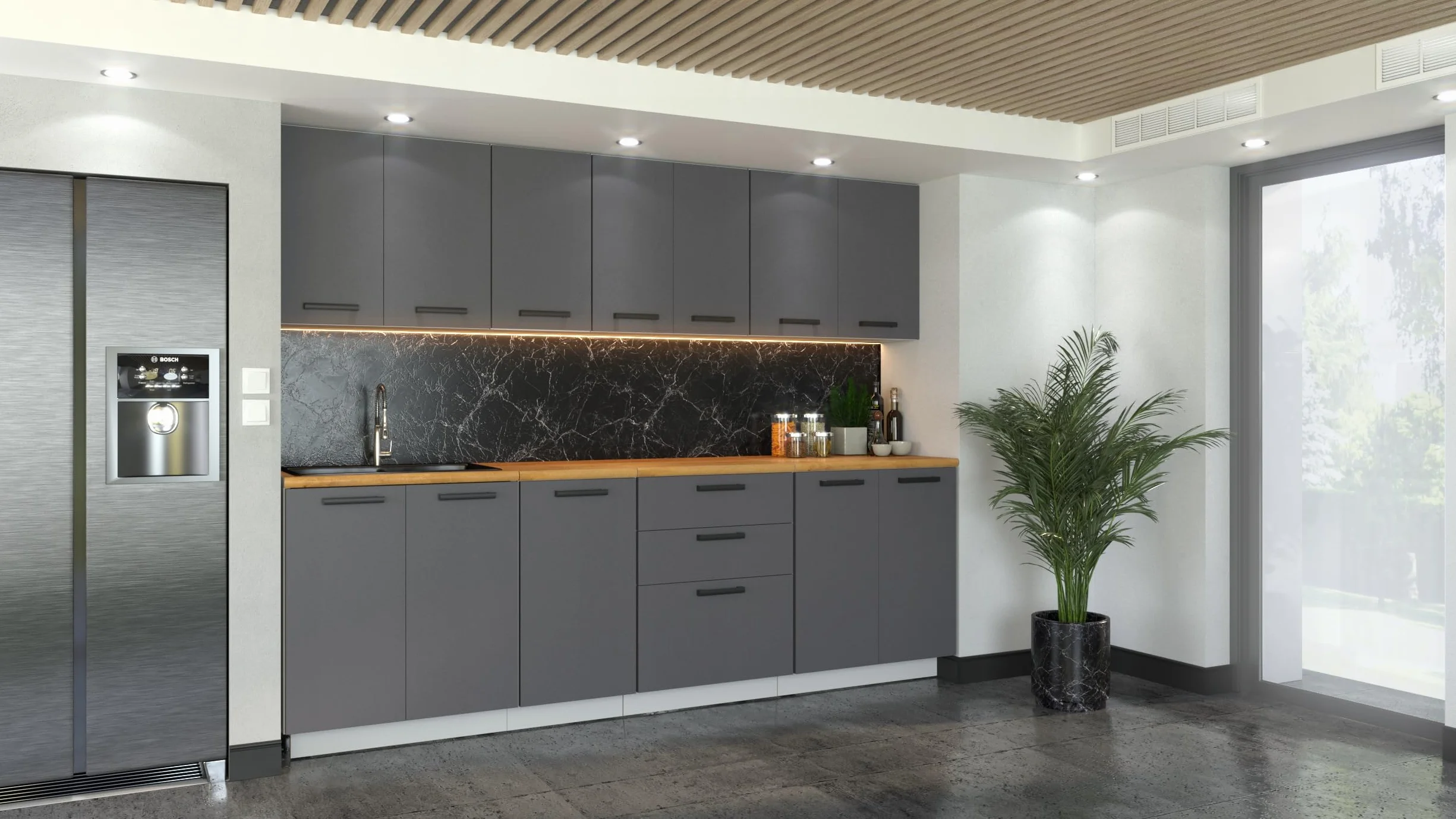 Szafka kuchenna dolna 80x82x47 cm Grafit Matowa stojąca z płyty laminowanej bez blatu moduł kuchenny