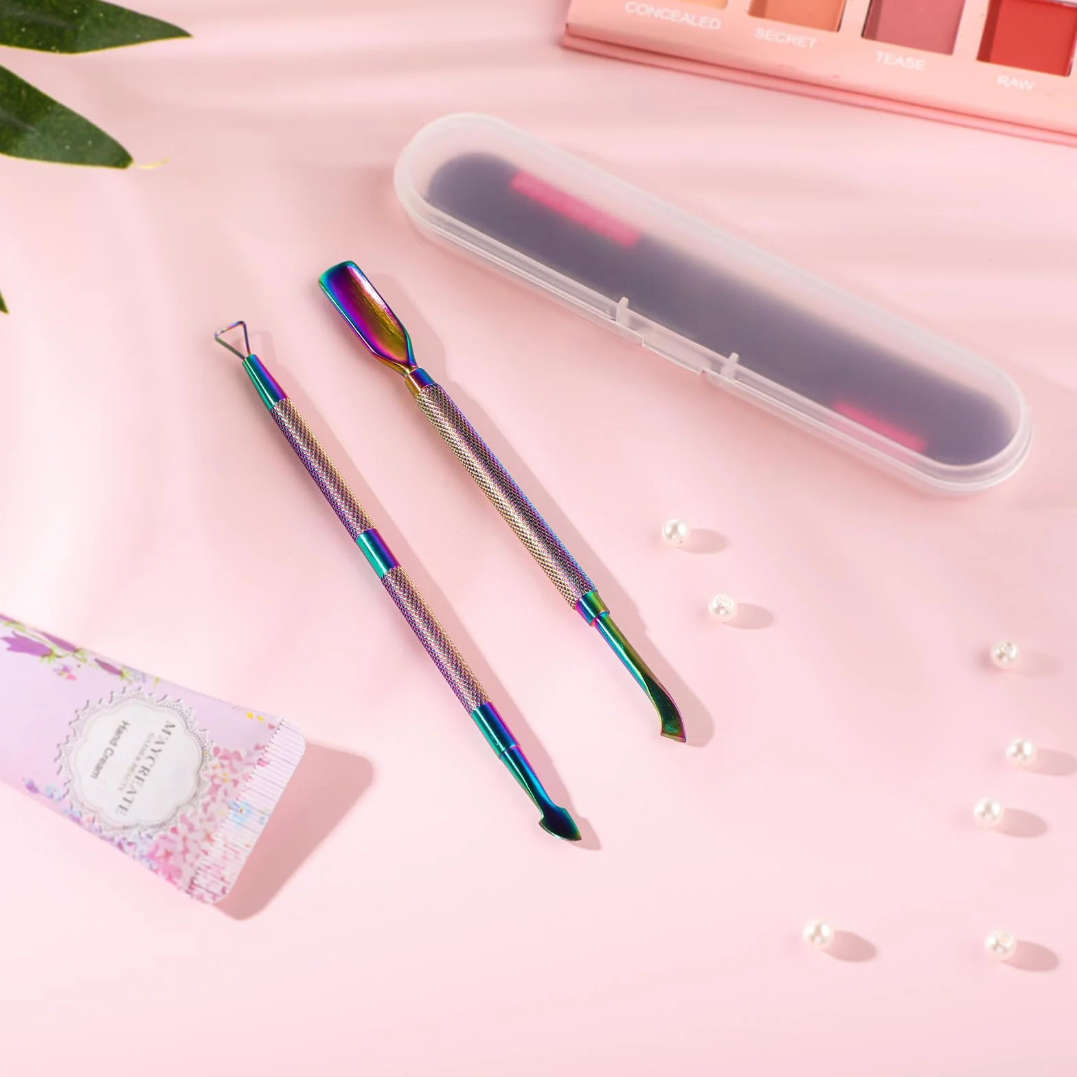 WLLHYF 2 sztuki szpatułka do skórek i obcinacz do skórek z metalu, stali nierdzewnej, do usuwania skórek paznokci, obieraczka, skrobak, pedicure, narzędzia do manicure do paznokci u rąk i stóp