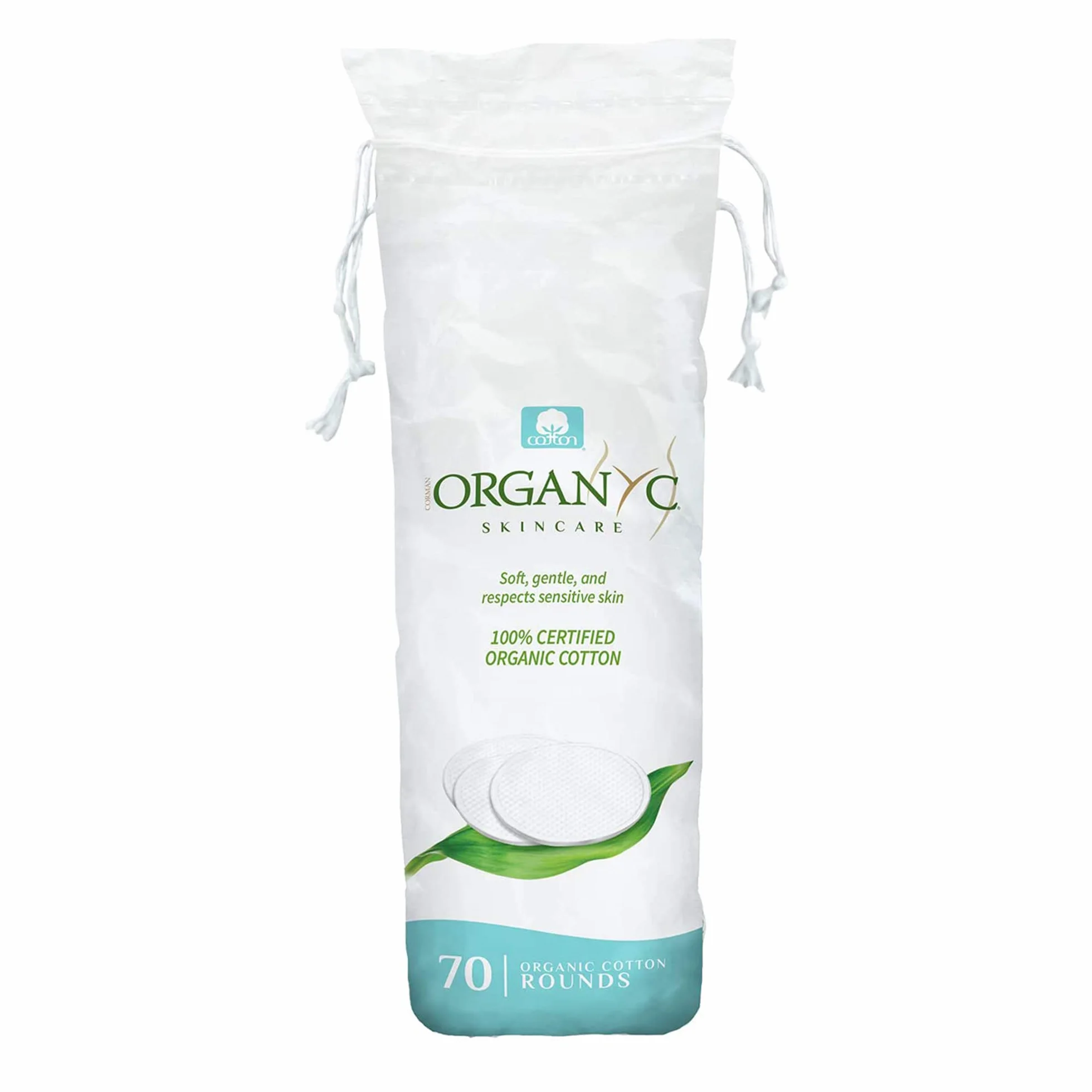 Organyc 100% bawełna organiczna okrągłe - Biodegradowalna bawełna, bez chemikaliów, dla skóry wrażliwej (70 sztuk) - codzienne kosmetyki. Uroda i higiena osobista