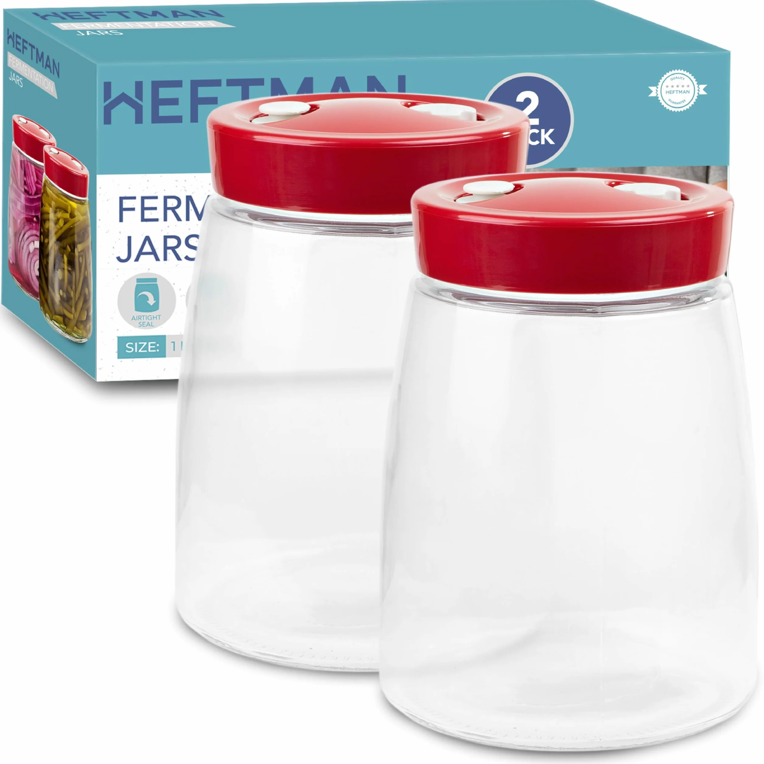 HEFTMAN Szklany słoik do fermentacji 1,4 l 2 sztuk
