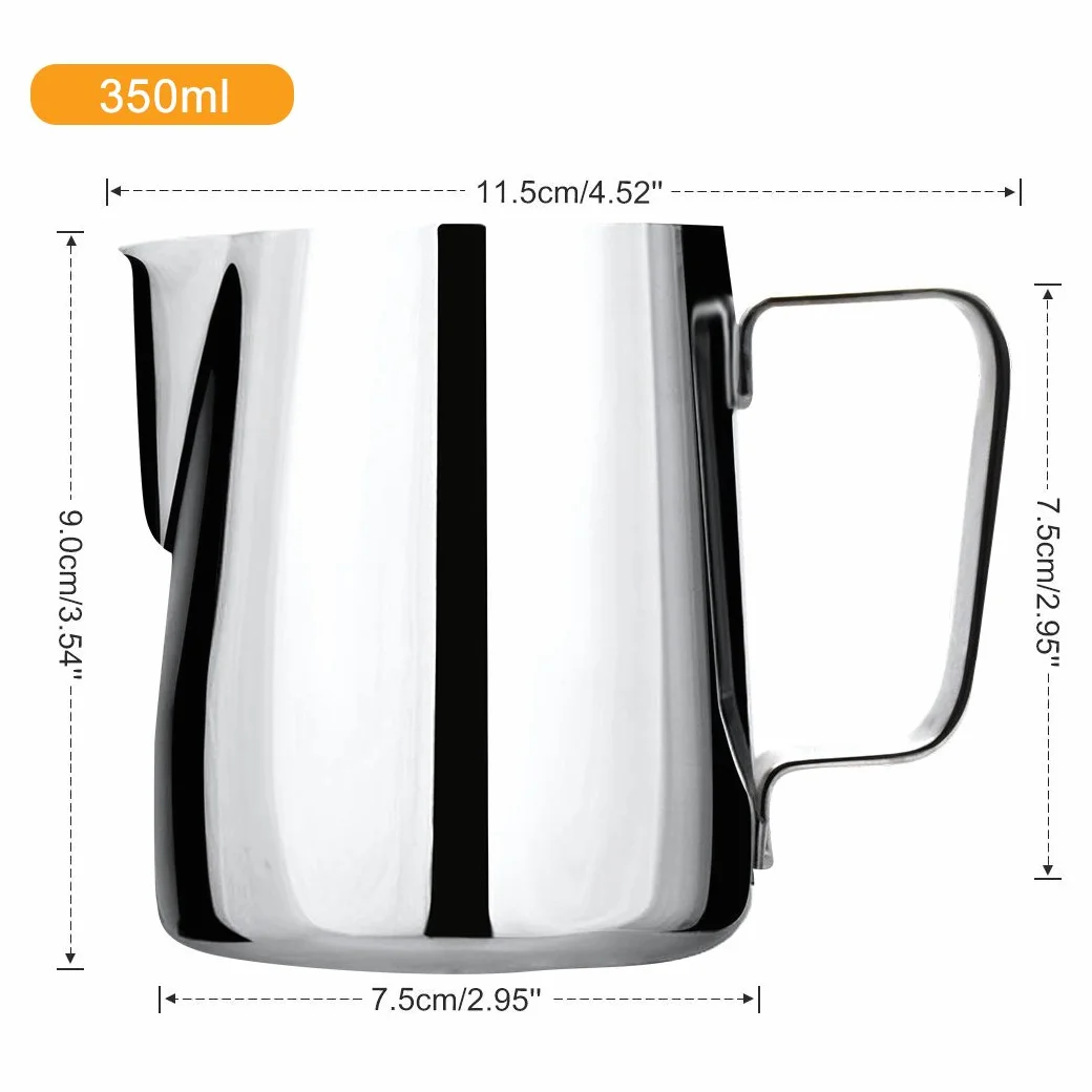 Dzbanek do kawy ze stali nierdzewnej 350 ml ręczny do spieniania mleka z podziałką barista
