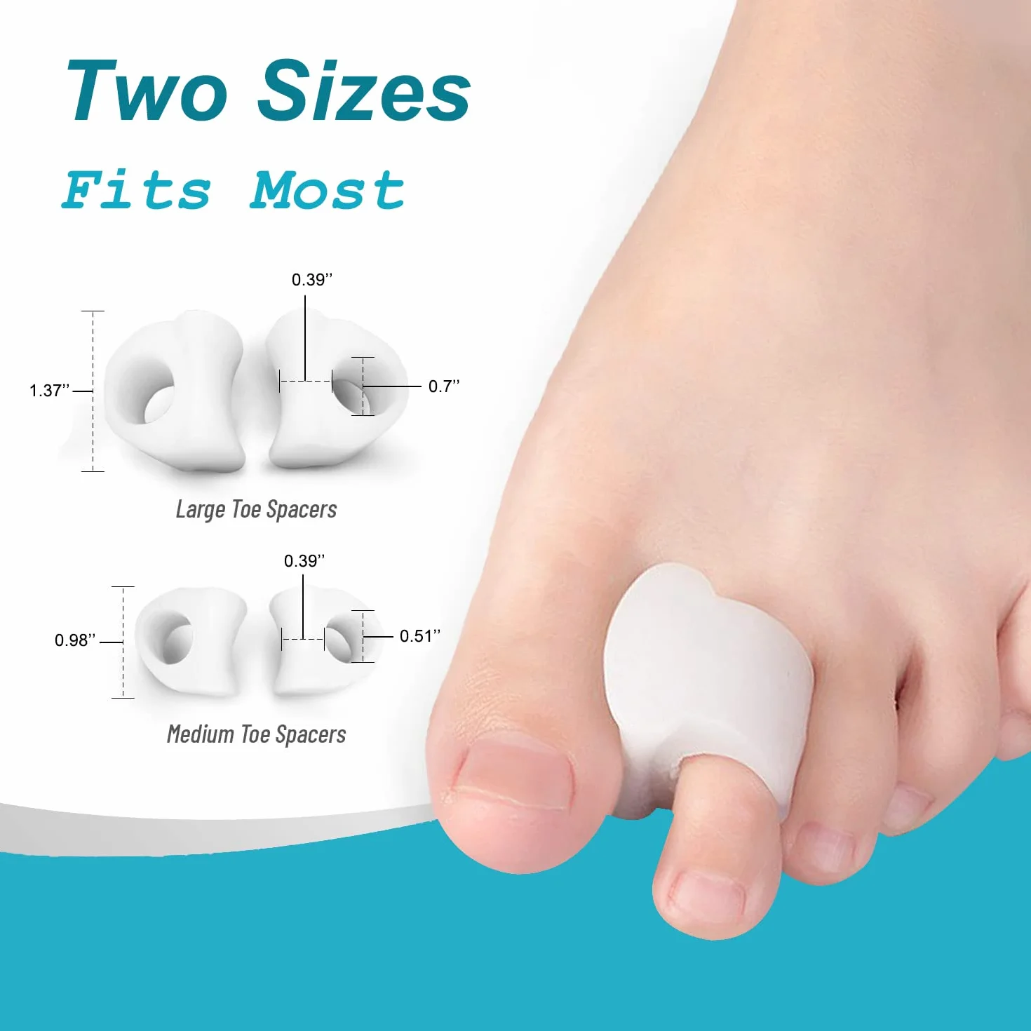 Silikonowe separatory palców do palucha koślawego i palców młotkowatych, korekta hallux valgus, 8 sztuk