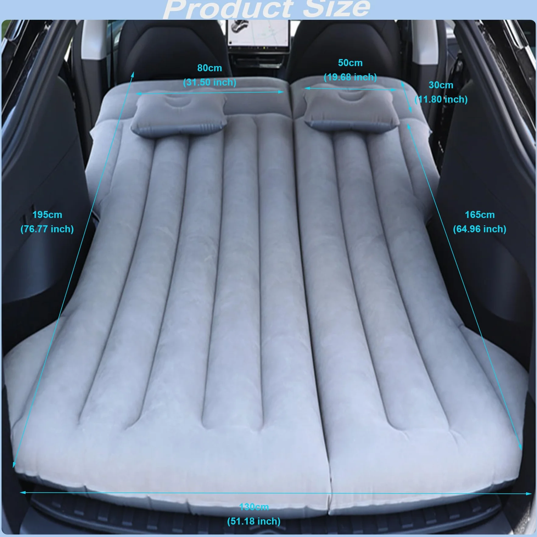 Materac dmuchany do samochodu 130x195x15 cm składany do modelu Y SUV bagażnika