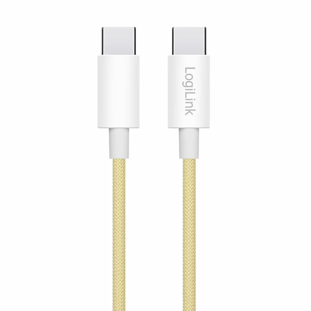 Logilink Kabel przyłączeniowy USB 2.0 typu C, C (wtyczka) do C (wtyczka) z nylonową powłoką, 60 W, żółty, 0,5 m
