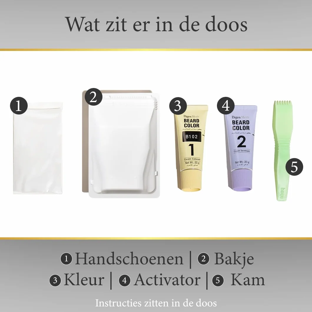 Bigen Beard Colour for Men, nie rozmazuje się, zakrywa szarą brodę w 10 min, bez amoniaku – 100 True Black