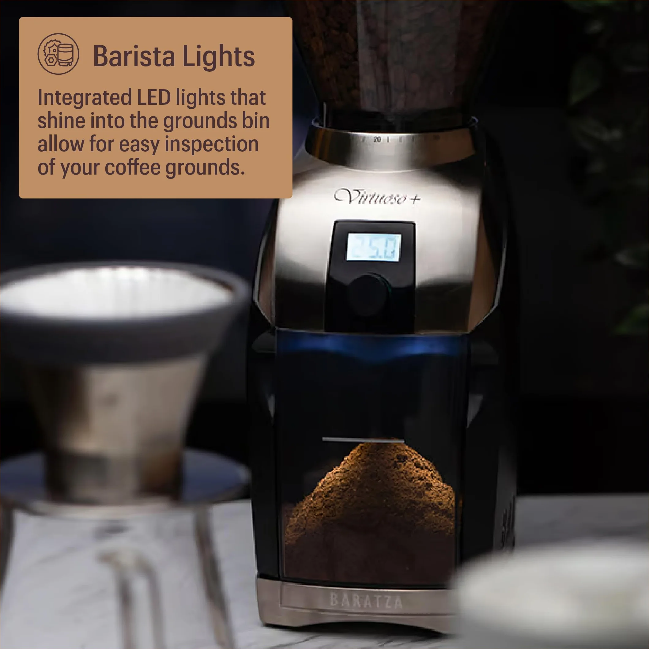 Baratza Elektroniczny Młynek do Kawy Virtuoso+ Srebrny/Czarny