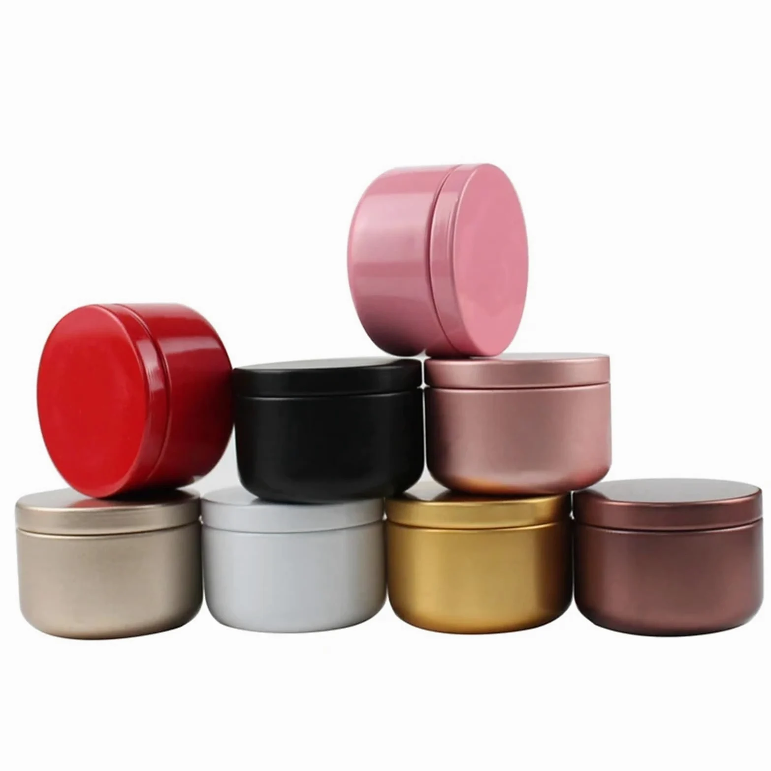 Aluminiowy okrągły słoik na świecę z pokrywką | Wielokolorowe 20/36/60 szt. Do wyrobu i przechowywania świec(Red,36pcs)