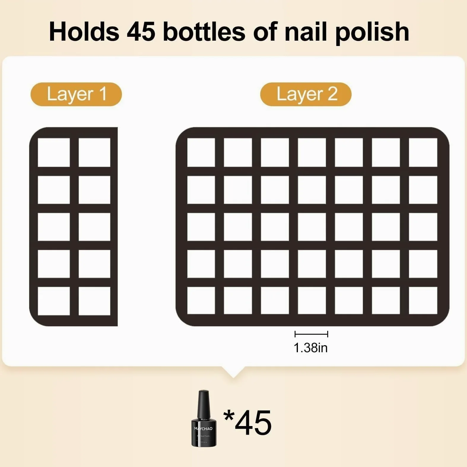 Organizer do Lakieru, Dwuwarstwowa Torba-organizer Na Przybory Do Paznokci, Pudełko Przechowywania 45 Butelek Beauty Makeup Case(Black)