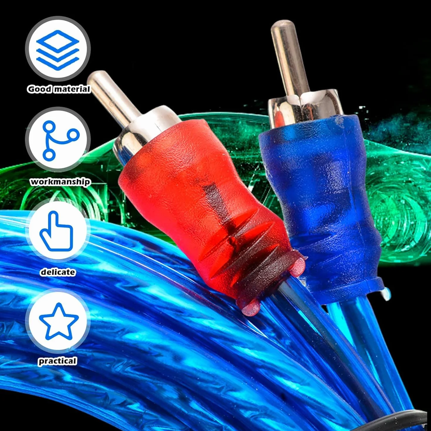 SPORWAY Zestaw kabli wzmacniacza samochodowego 10GA, zestaw kabli do wzmacniacza samochodowego 1500 W, zestaw kabli do wzmacniacza samochodowego, zestaw kabli do subwoofera, kabel audio