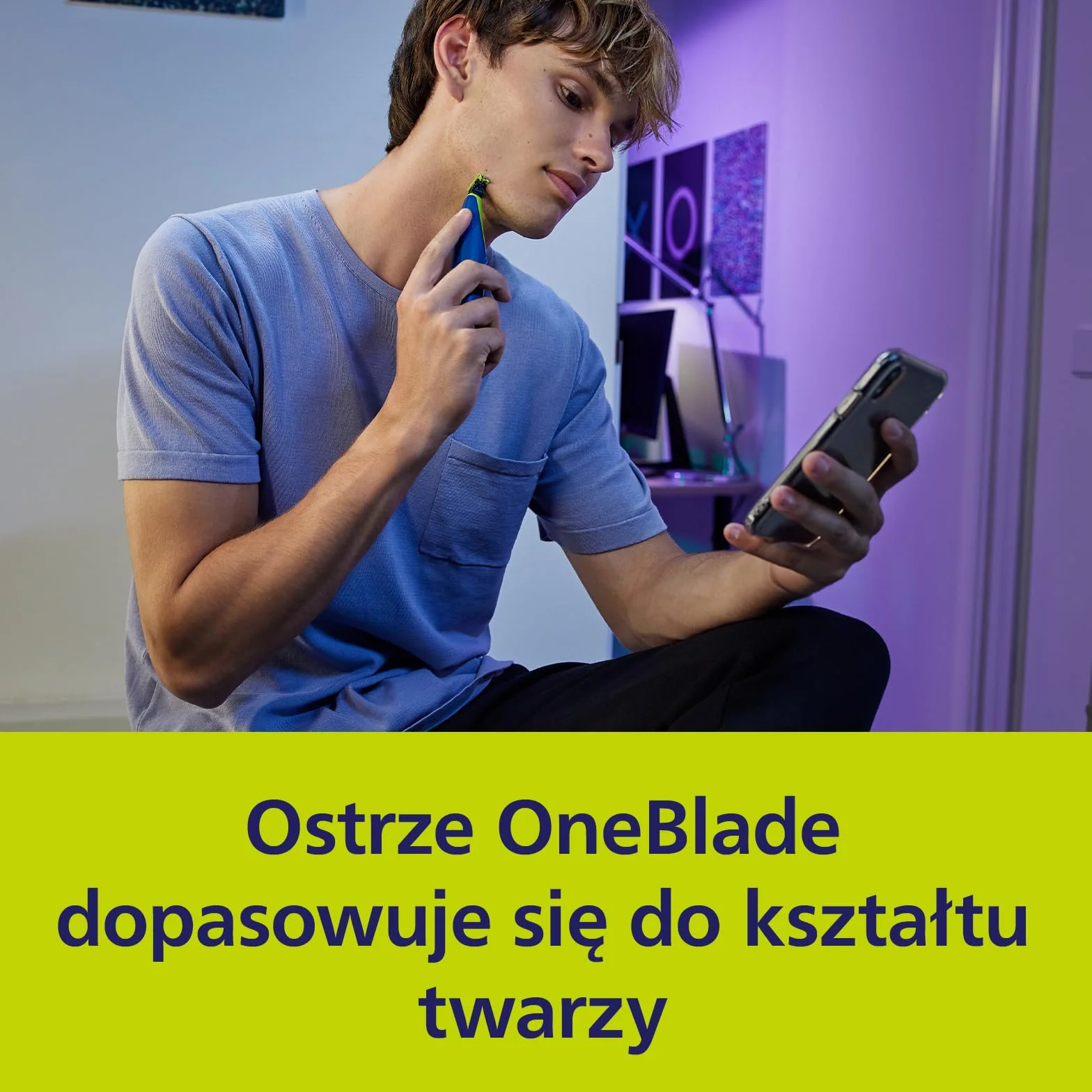 Philips OneBlade Ostrza do pierwszego golenia, 2 x wymienne ostrza zapobiegające tarciu, do golenia szczególnie wrażliwej skóry twarzy, QP225/50