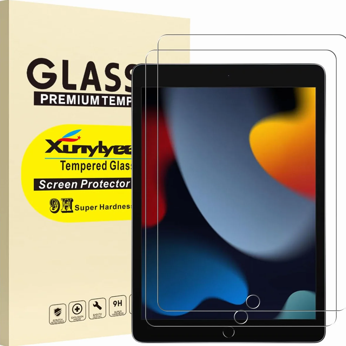 Xunylyeee 2-Pak, Ochraniacz Ekranu dla iPad 9./8. / 7. Generacja (10.2 Cali, 2021/2020/ 2019 Model) Szkło Hartowanego