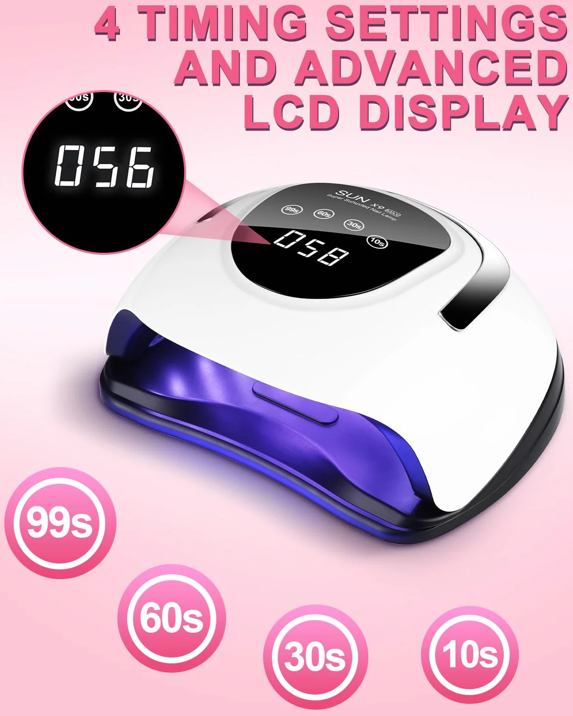 Lampa UV 220W do paznokci żelowych, 10/30/60/99S timer suszarka do paznokci Lampa UV do paznokci, profesjonalna lampa LED UV do paznokci z uchwytem i automatycznym czujnikiem