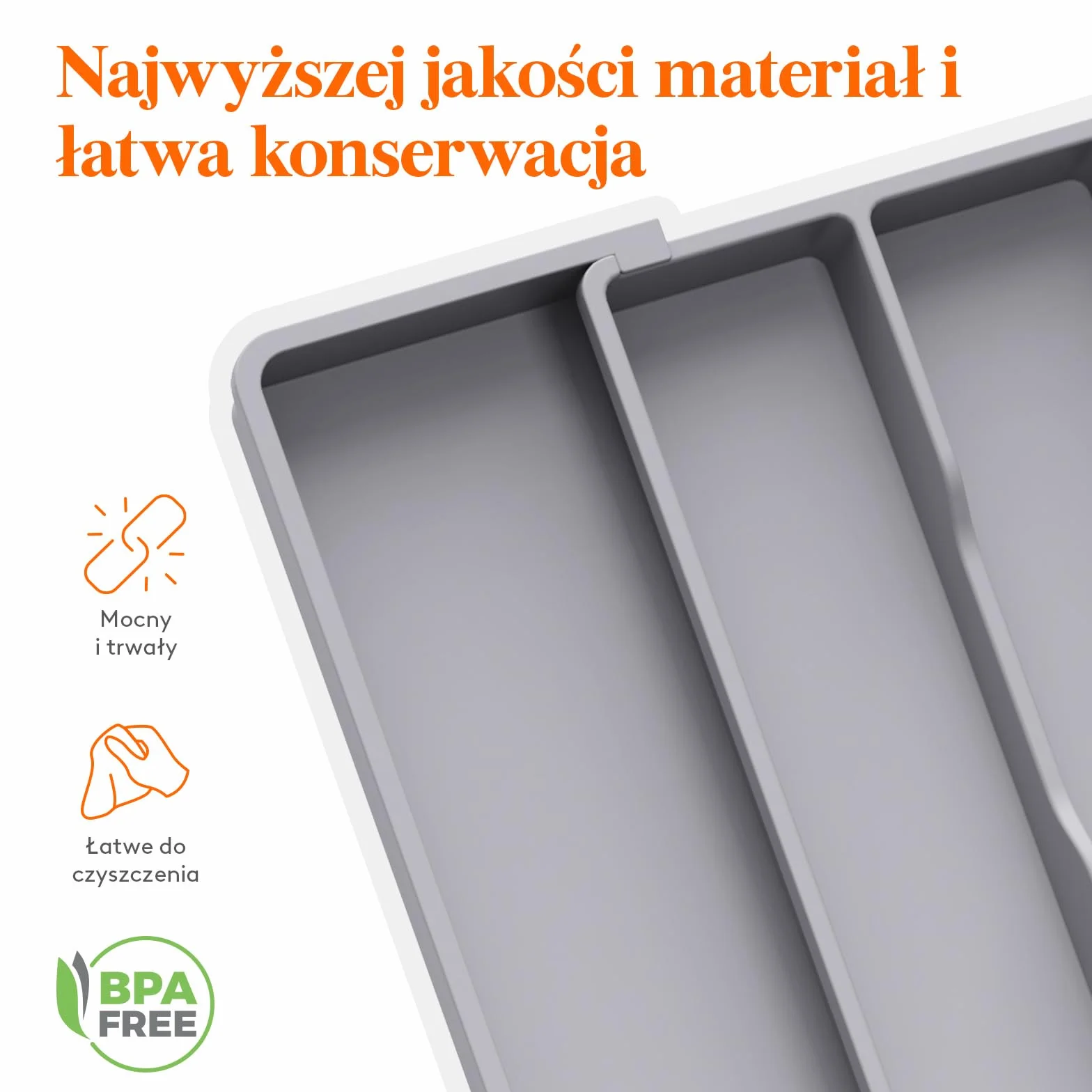 Lifewit Organizer do szuflady na przybory kuchenne, rozszerzalna duża taca na sztućce do kuchni, regulowany uchwyt sztućce, przegroda przechowywania narzędzi i gadżetów, duża,Szary
