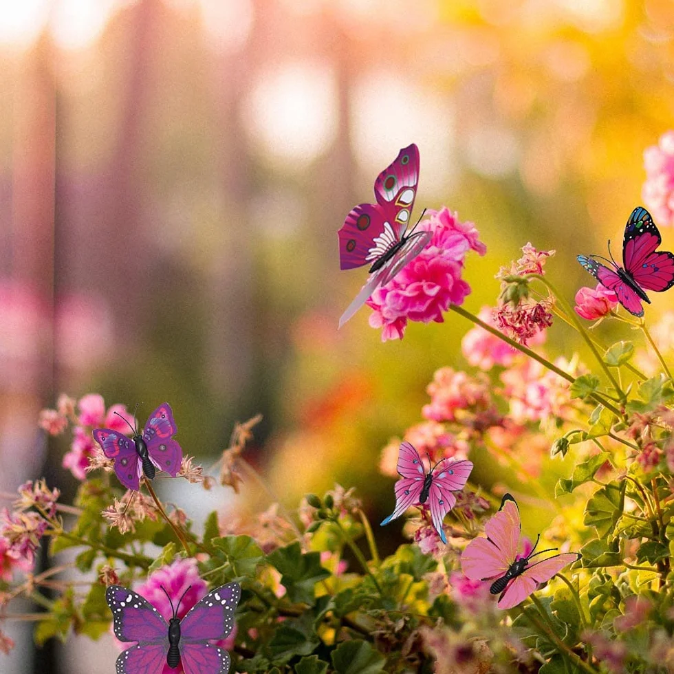 Naklejki ścienne 3D motyl 36 sztuk dekoracja fioletowe różowe czerwone