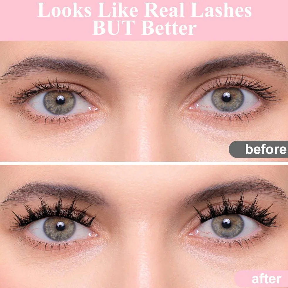 LOPHE Sztuczne rzęsy, 10 par naturalne sztuczne rzęsy, 3D Cat Fox Eye Lashes Puszyste, profesjonalne sztuczne rzęsy wielokrotnego użytku, grube kręcone rękawy (model SA207)