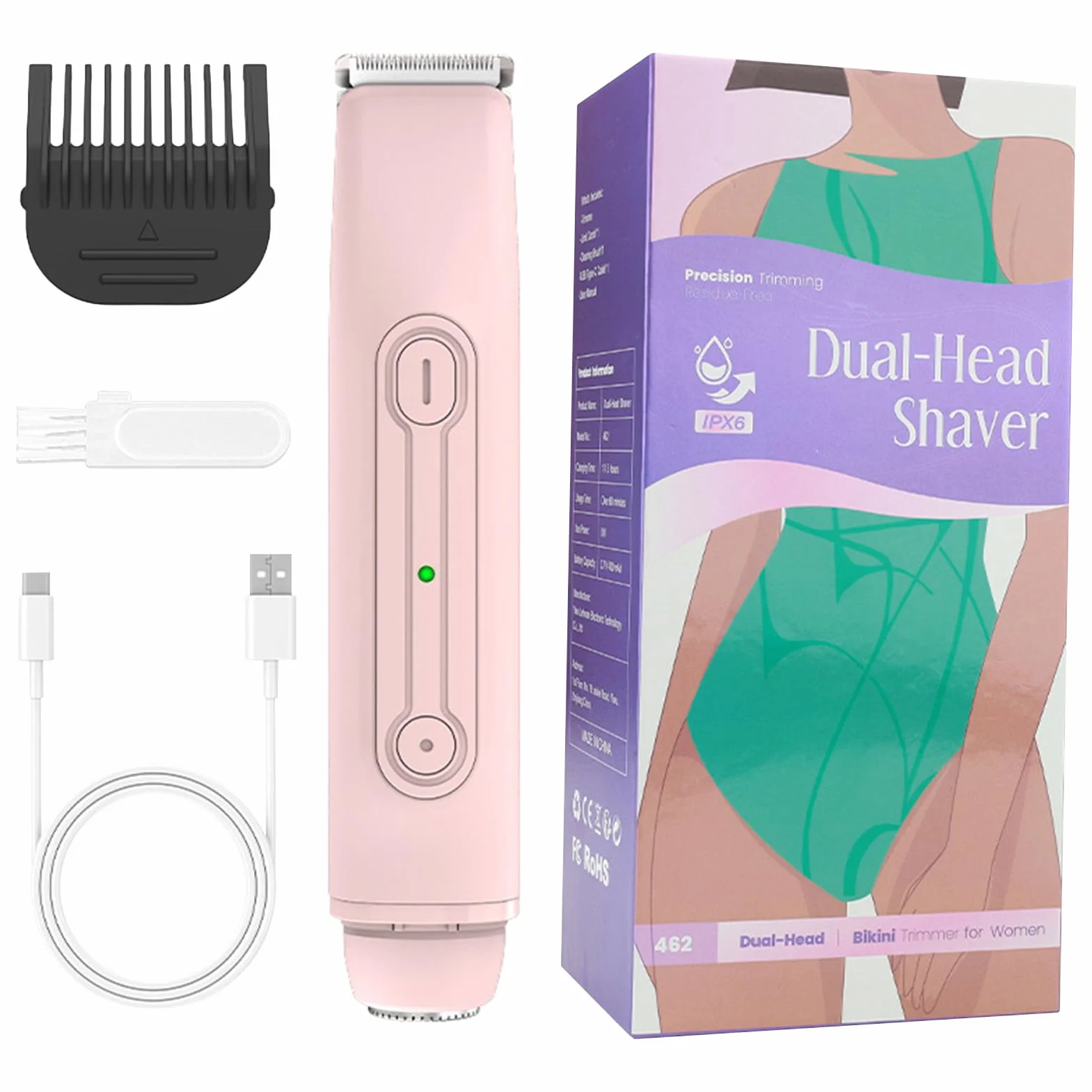 Bikini Trimmer, Electric Trimmers, Waterproof Epilator, Portable Razor Remover, Facial Hair Eyebrow Shaver, for Women, Bikinis Area, Legs, and Beard 6.97x1.18 Inch