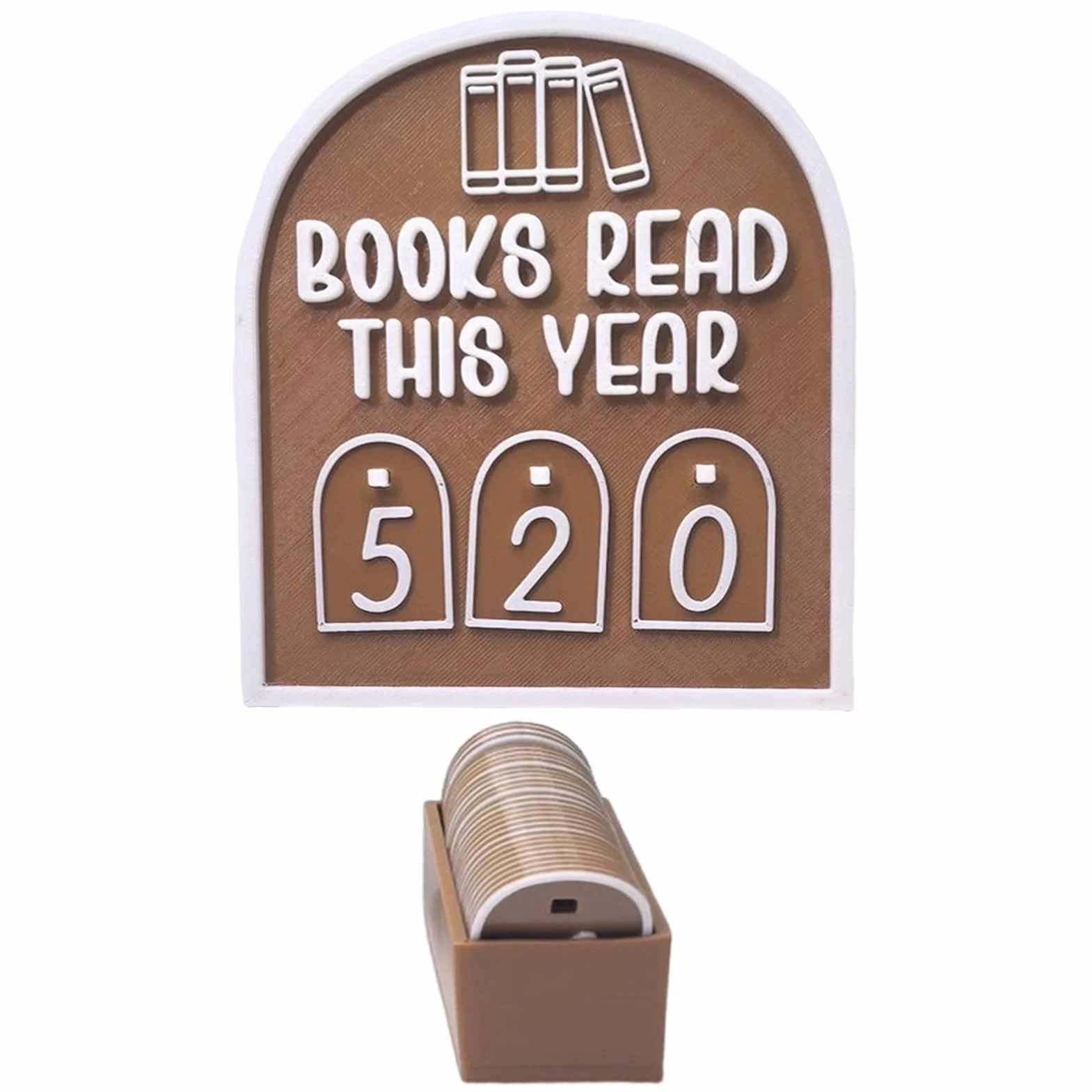 Modern Book Tracker Ornament for Book Lovers, Up to 999 Books Read Display, 4.72x5.67 Inches