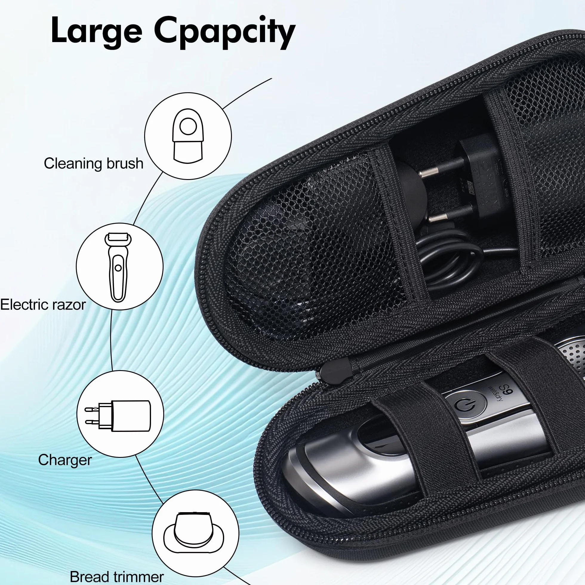 Etui podróżne na golarki elektryczne Braun Series 3-9, czarny, Kompaktowy