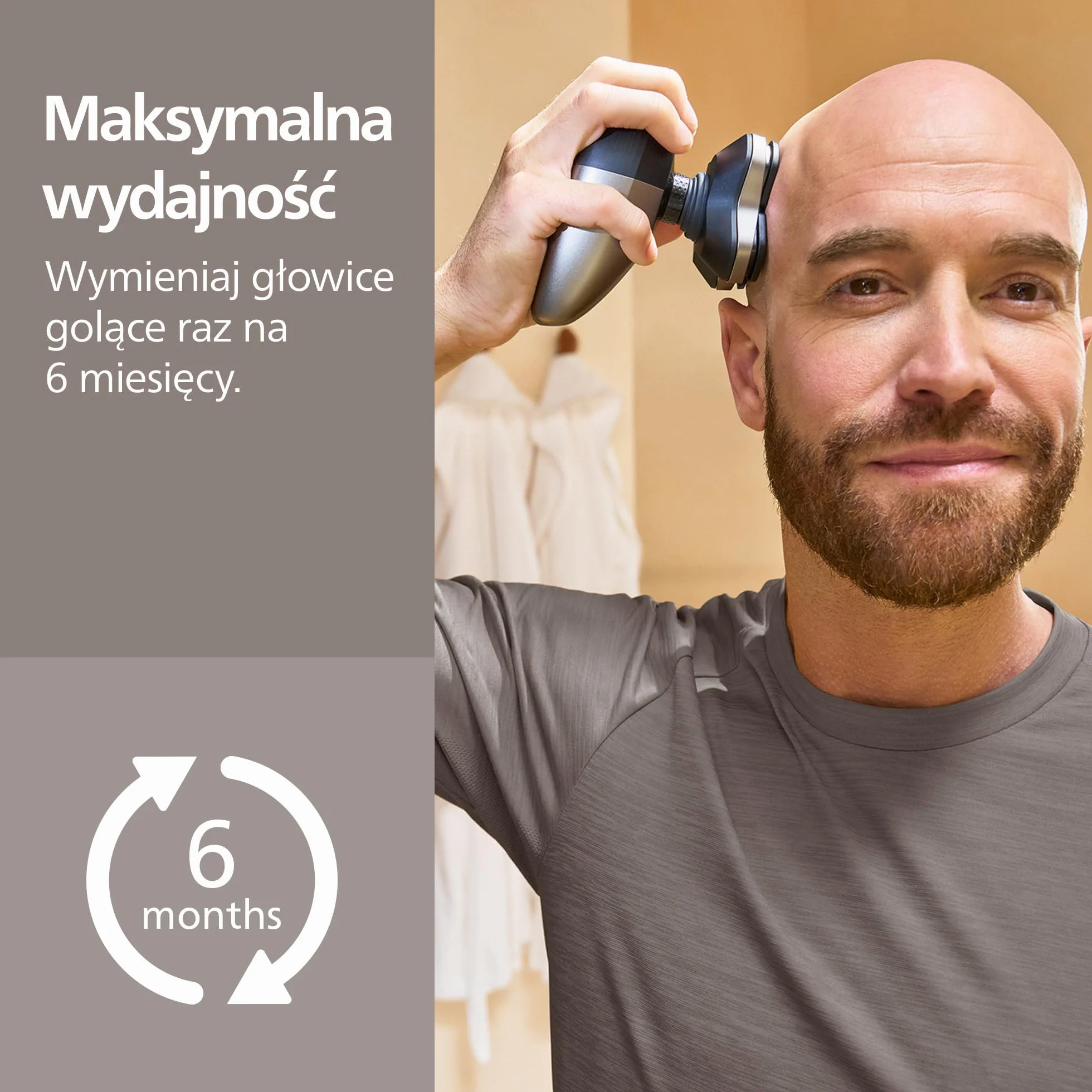 Oryginalne wymienne głowice do golarki Philips – kompatybilne z golarkami Philips Head Shaver Pro HS5980, HS7980 i HS9980, samoostrzące się ostrza ComfortCut, delikatne dla skóry, 4 sztuki, HS740/15
