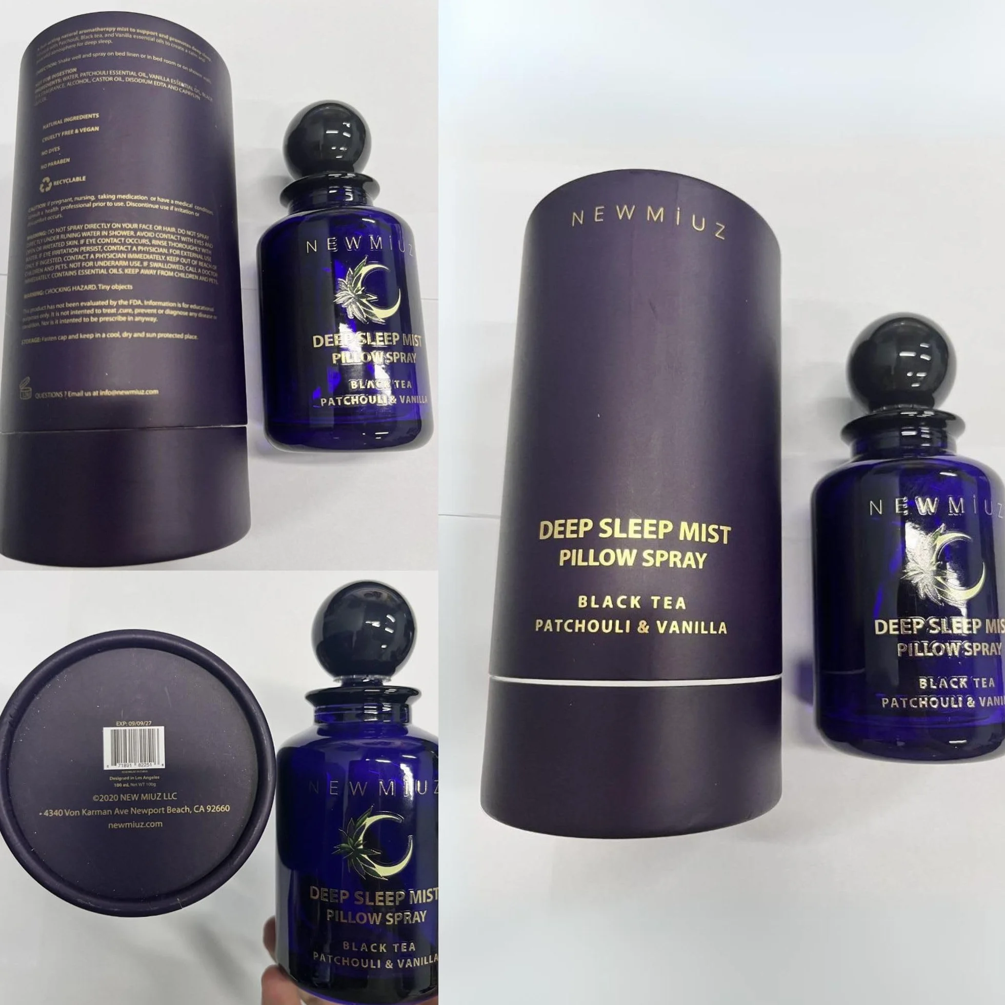 Deep Sleep Pillow Spray Patchouli Black Tea Vanilla Essential Oils Natural Fast Acting Aromatherapy Mist