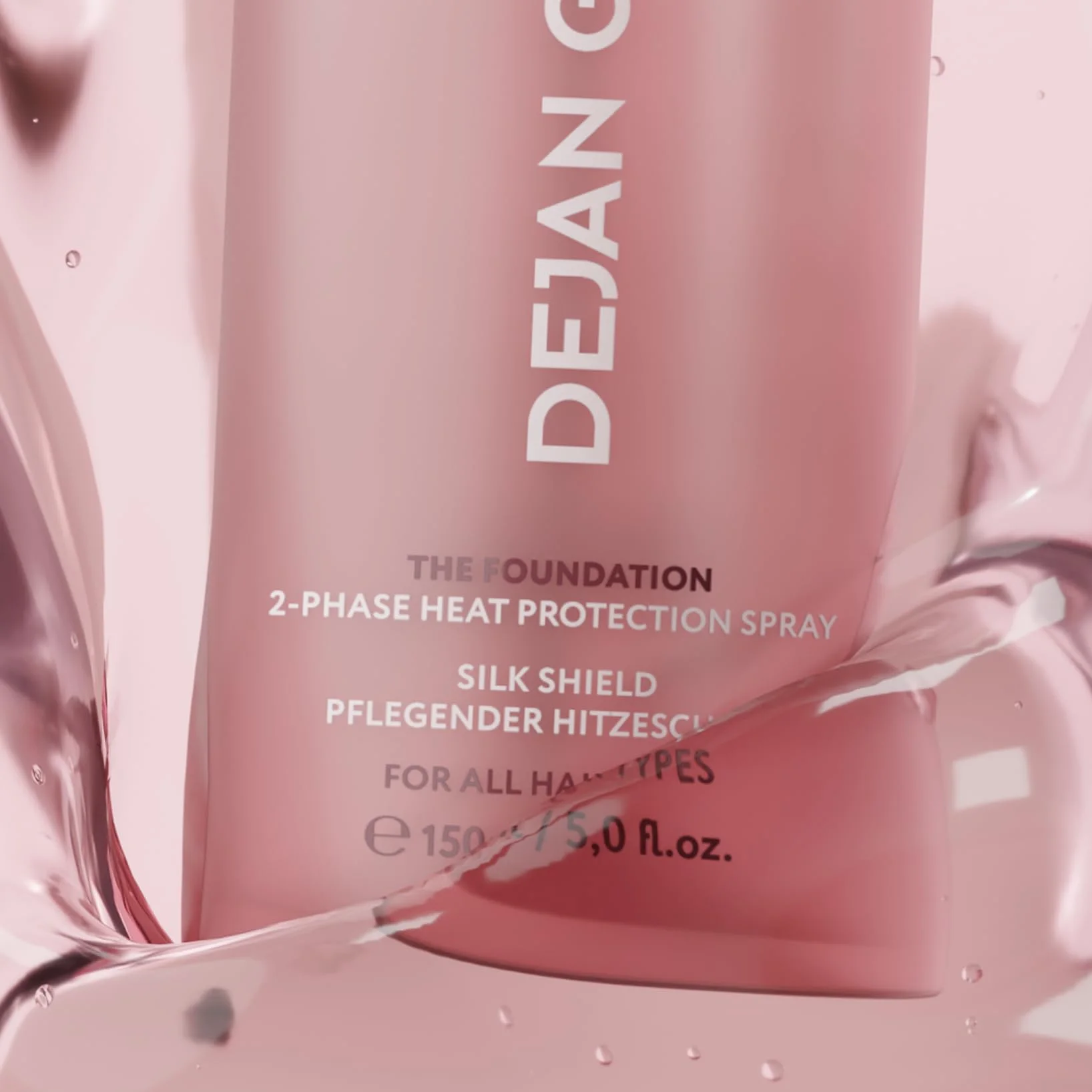 Dejan Garz spray chroniący przed wysoką temperaturą – The Foundation – ochrona przed wysoką temperaturą do 220°C – połysk i elastyczność – do wszystkich rodzajów włosów i stylizacji termicznej