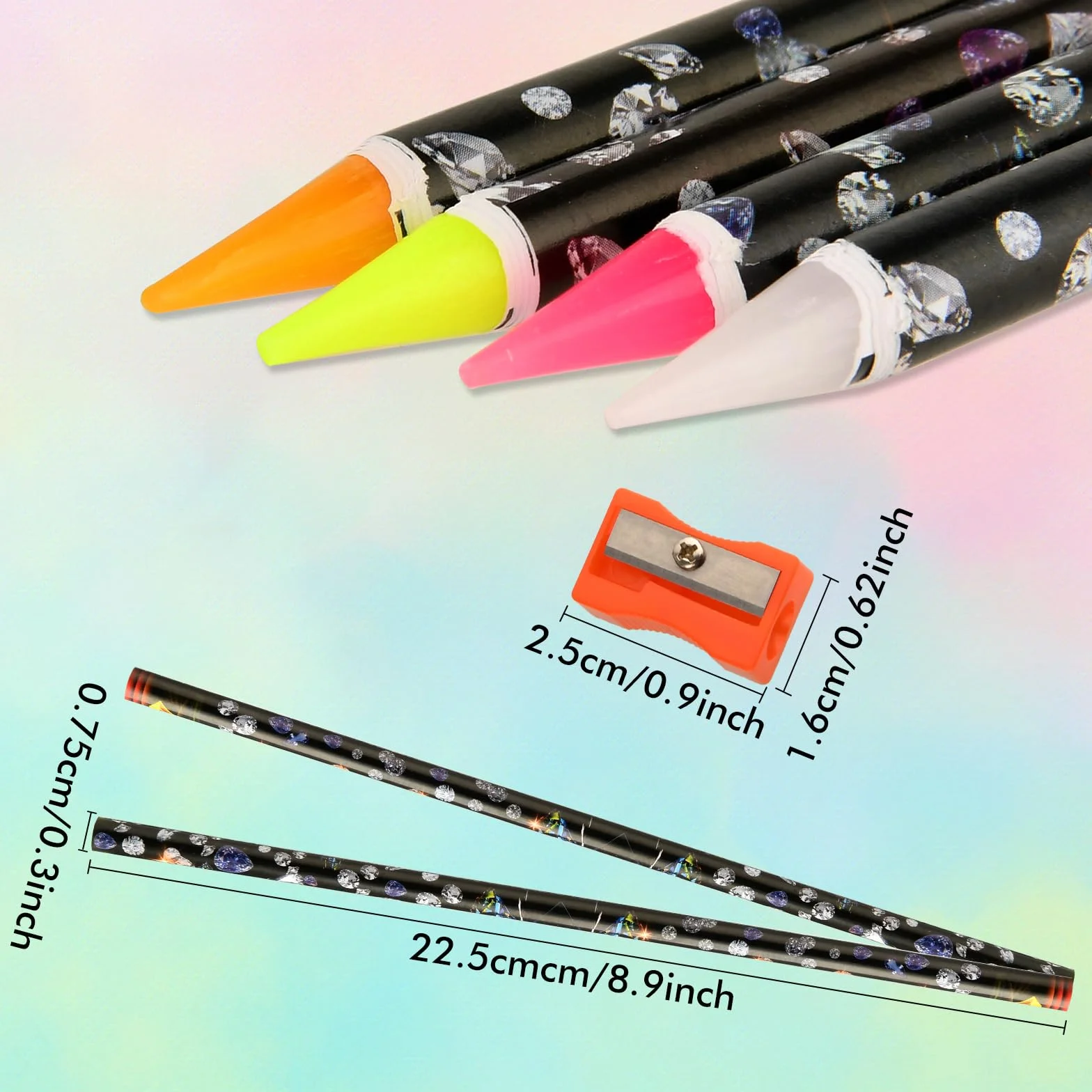 4 szt. Narzędzie do zbierania kryształów górskich Self Adhesive Wax Diamond Art Tools Rhinestone Applicator Nail Point Pen Picker Dotting for Nail Art DIY with Pencil Sharpener