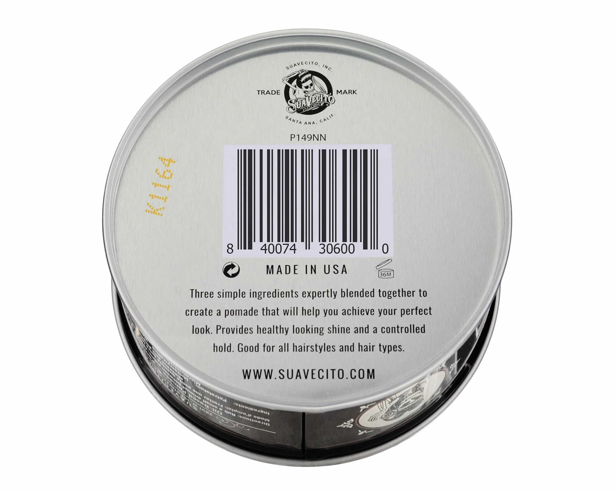 Suavecito Oil Based Pomade, Healthy Shine Long Lasting Hold, Medium Hold & Shine, Perfect For Any Hair Type, 3oz/85g